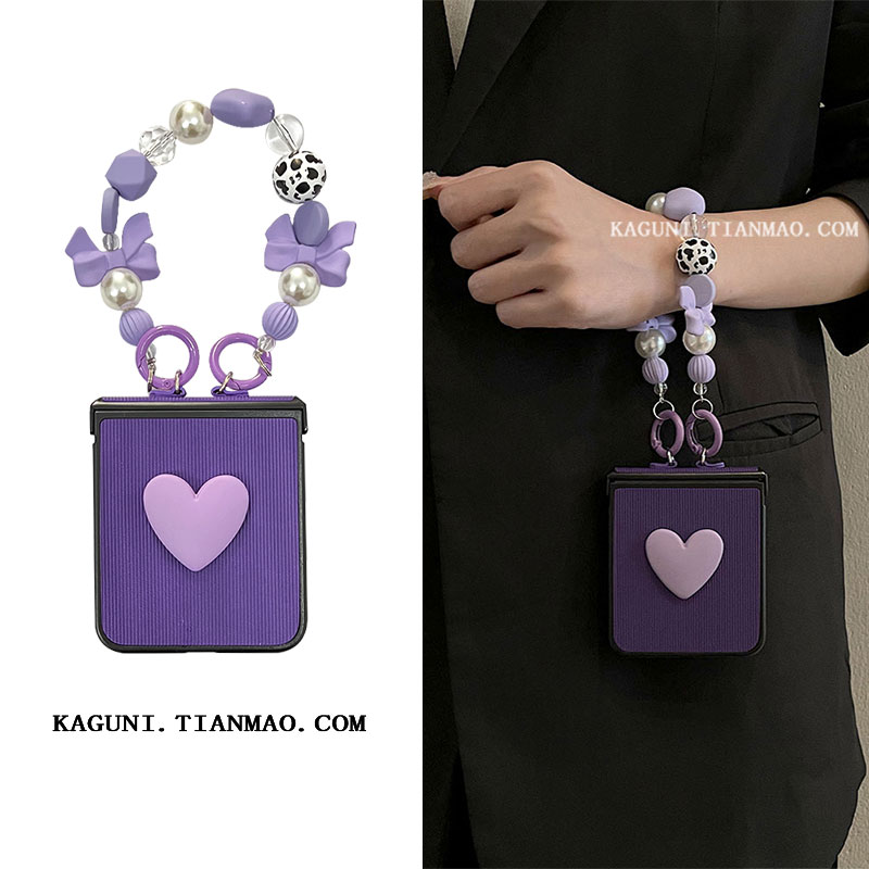 เหมาะสำหรับ Samsung Z Flip3/4 เคสโทรศัพท์โซ่รักแฟชั่นใหม่