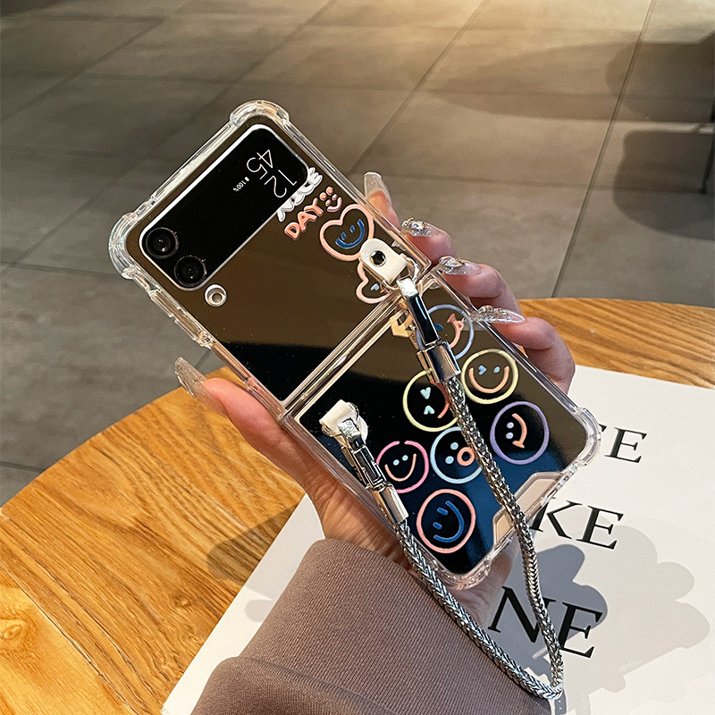 เหมาะสำหรับ Samsung Z Flip4/3 ผลิตภัณฑ์ใหม่กระจกแต่งหน้าเคสโทรศัพท์มือถือป้องกันการตก