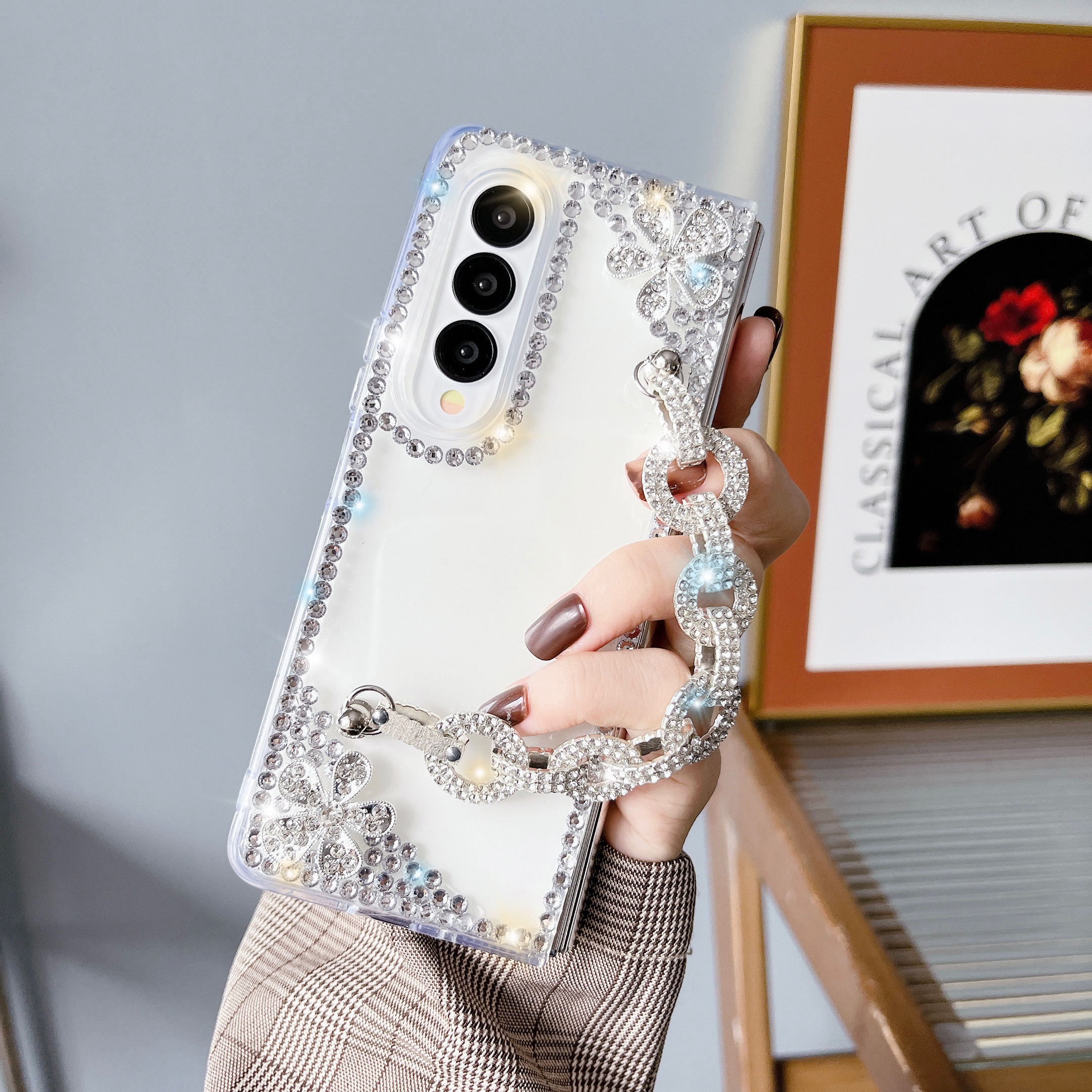 เคสโทรศัพท์มือถือสร้อยข้อมือเพชรกันกระแทก Samsung z fold3/4