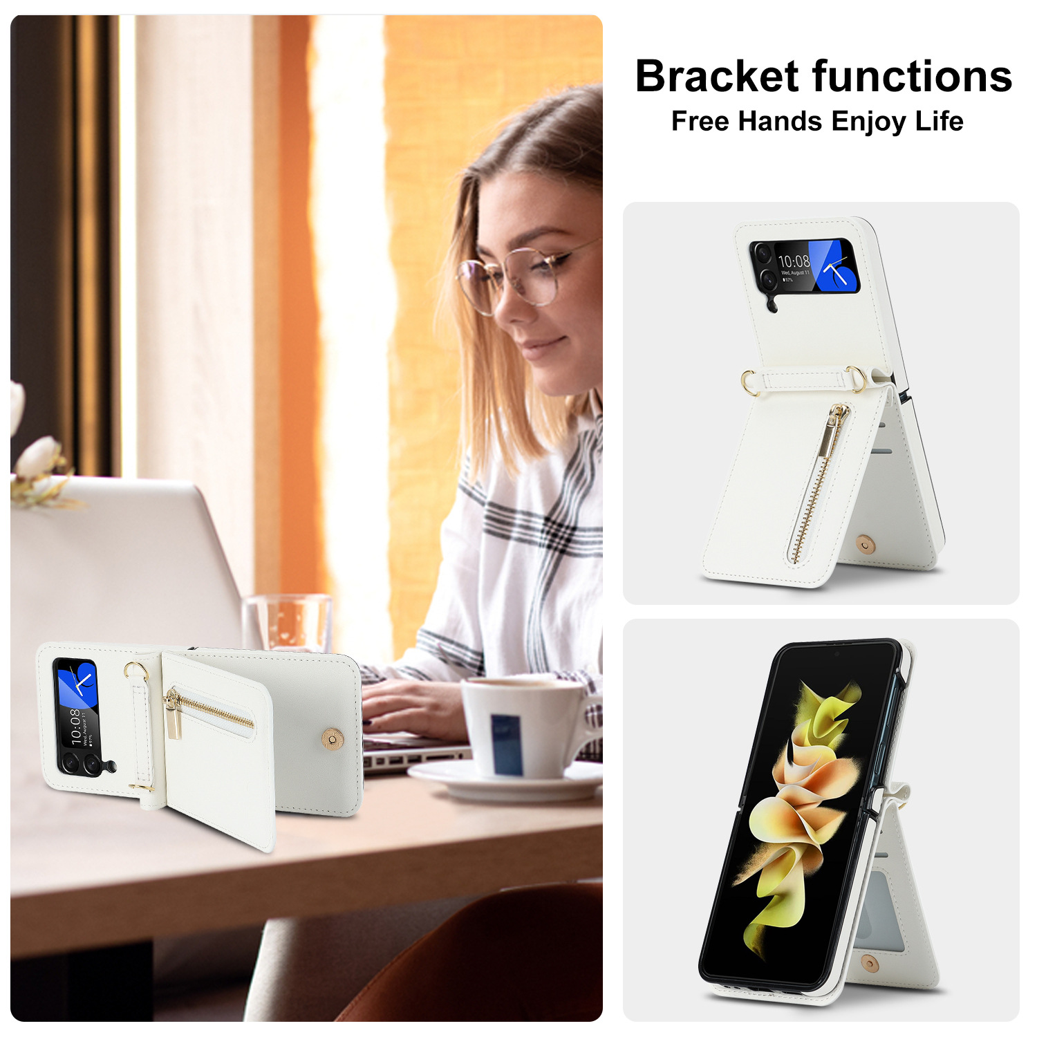 เหมาะสำหรับ Samsung Z Flip4/3 แฟชั่นหนังระดับไฮเอนด์เคสโทรศัพท์มือถือแบบรวมทุกอย่าง