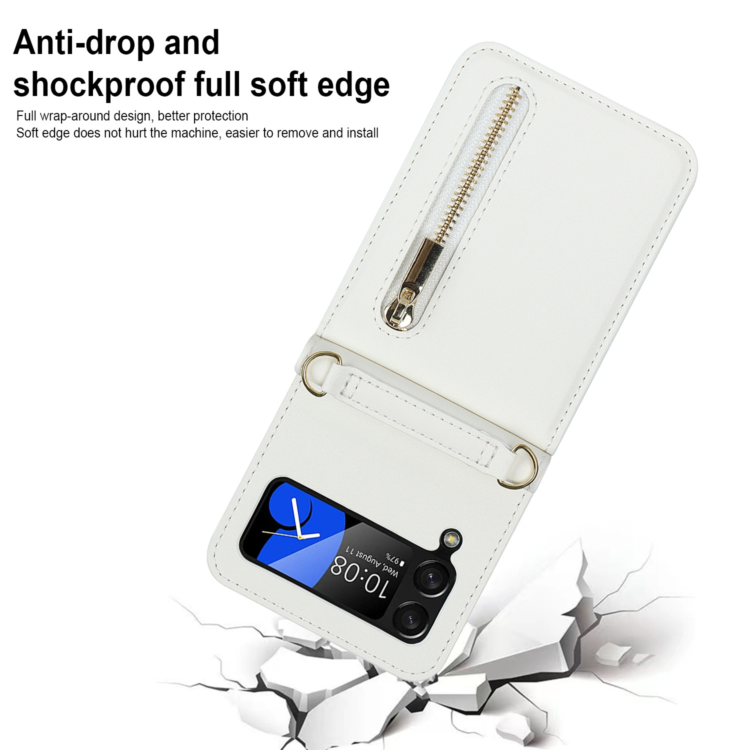 เหมาะสำหรับ Samsung Z Flip4/3 แฟชั่นหนังระดับไฮเอนด์เคสโทรศัพท์มือถือแบบรวมทุกอย่าง