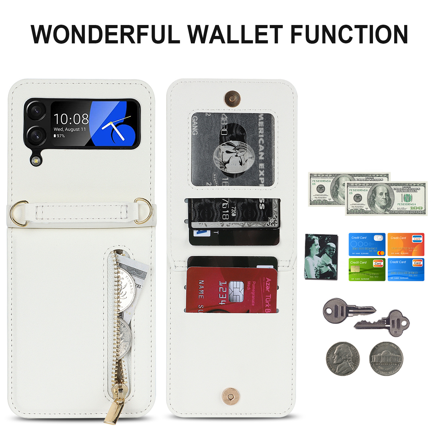 เหมาะสำหรับ Samsung Z Flip4/3 แฟชั่นหนังระดับไฮเอนด์เคสโทรศัพท์มือถือแบบรวมทุกอย่าง