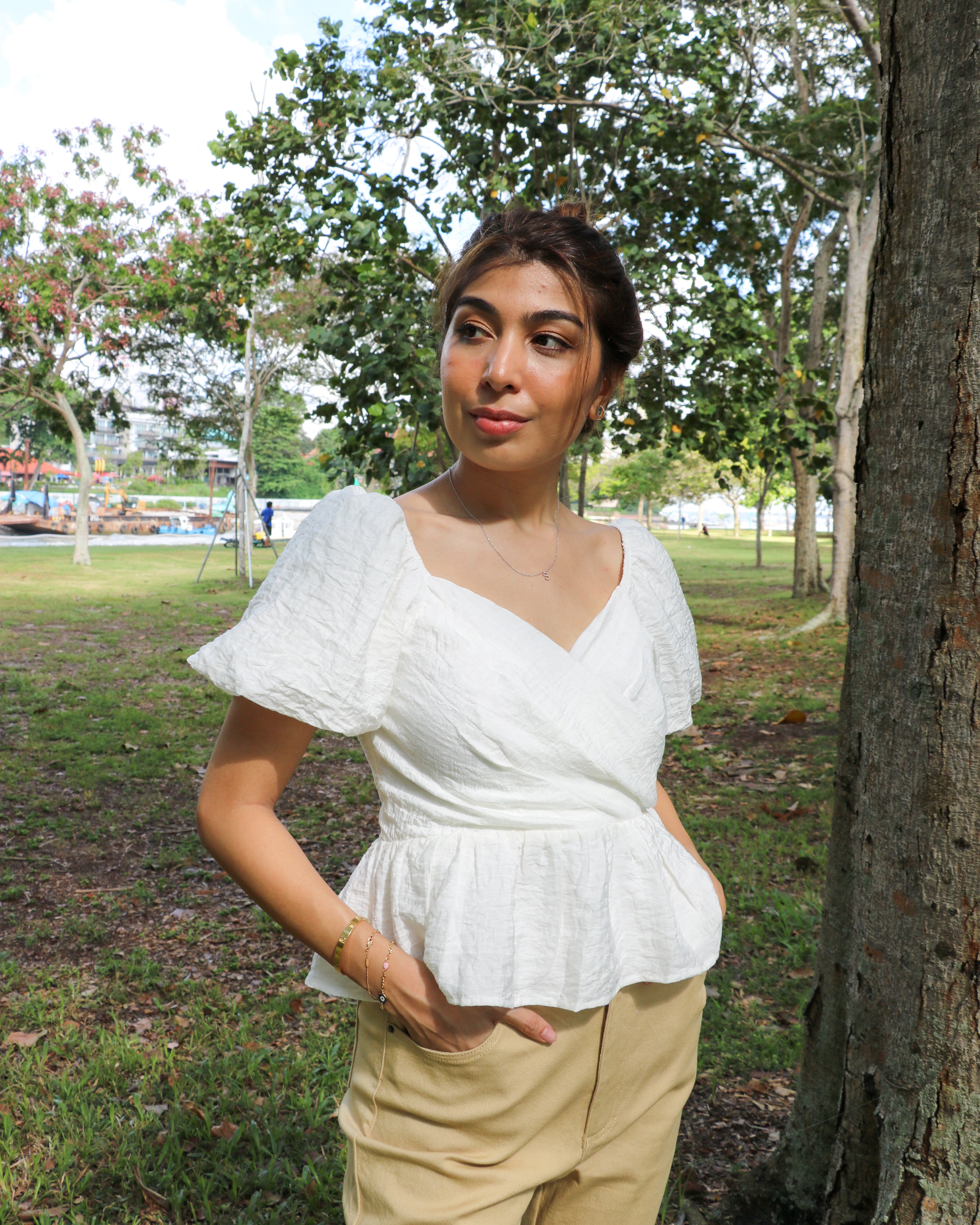 Layla Peplum Top in White