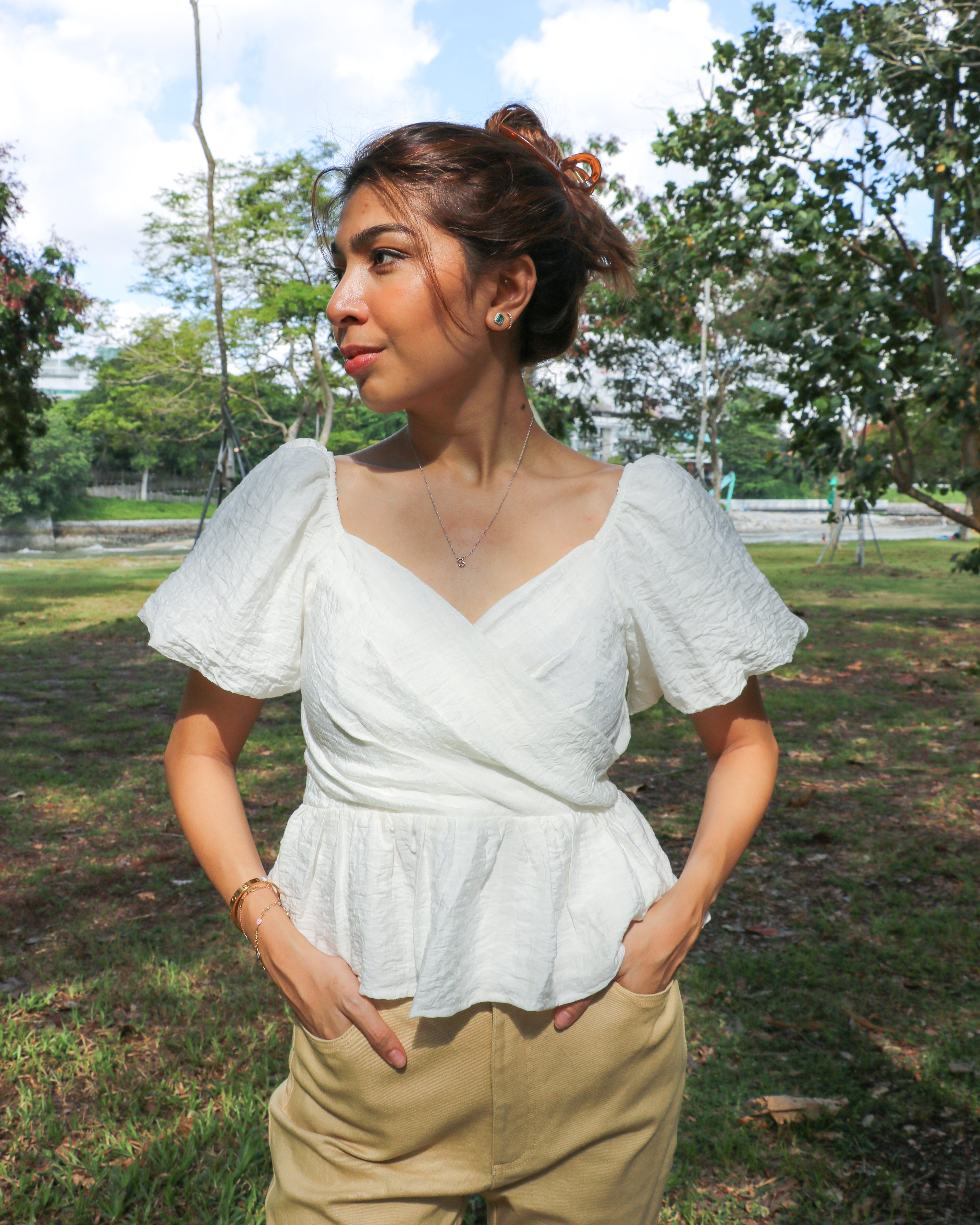 Layla Peplum Top in White