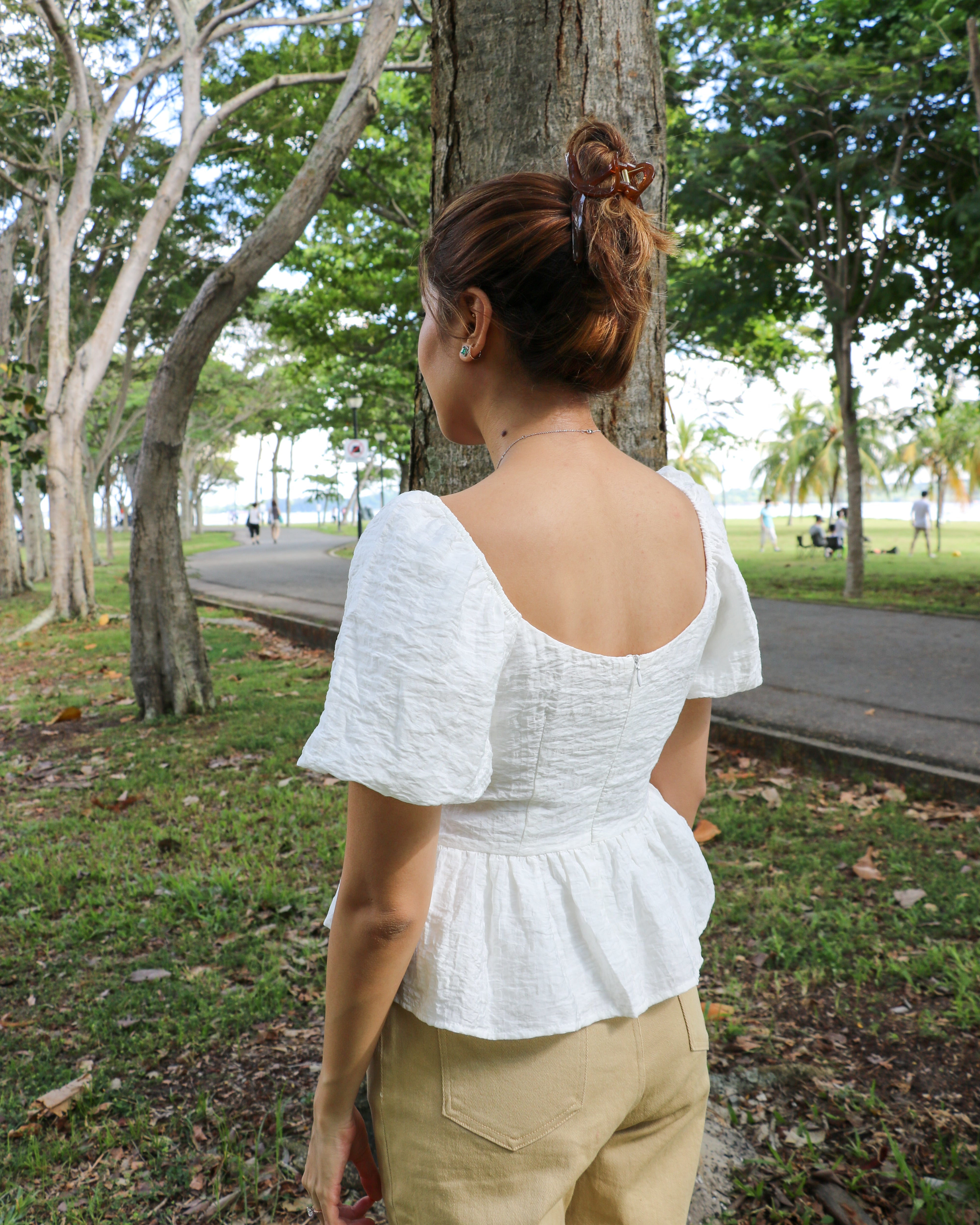 Layla Peplum Top in White
