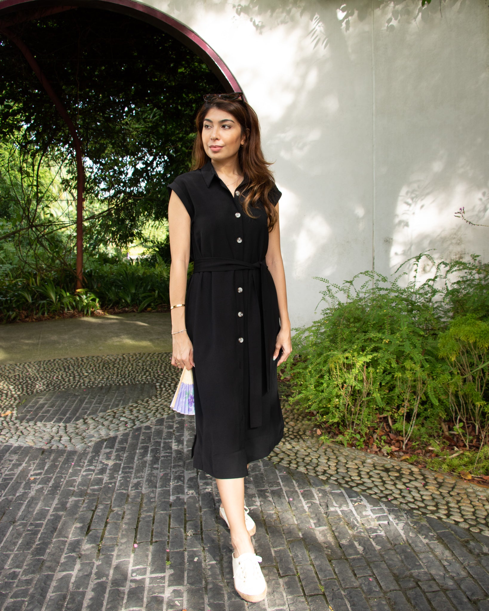 Gwen Button Down Dress in Black
