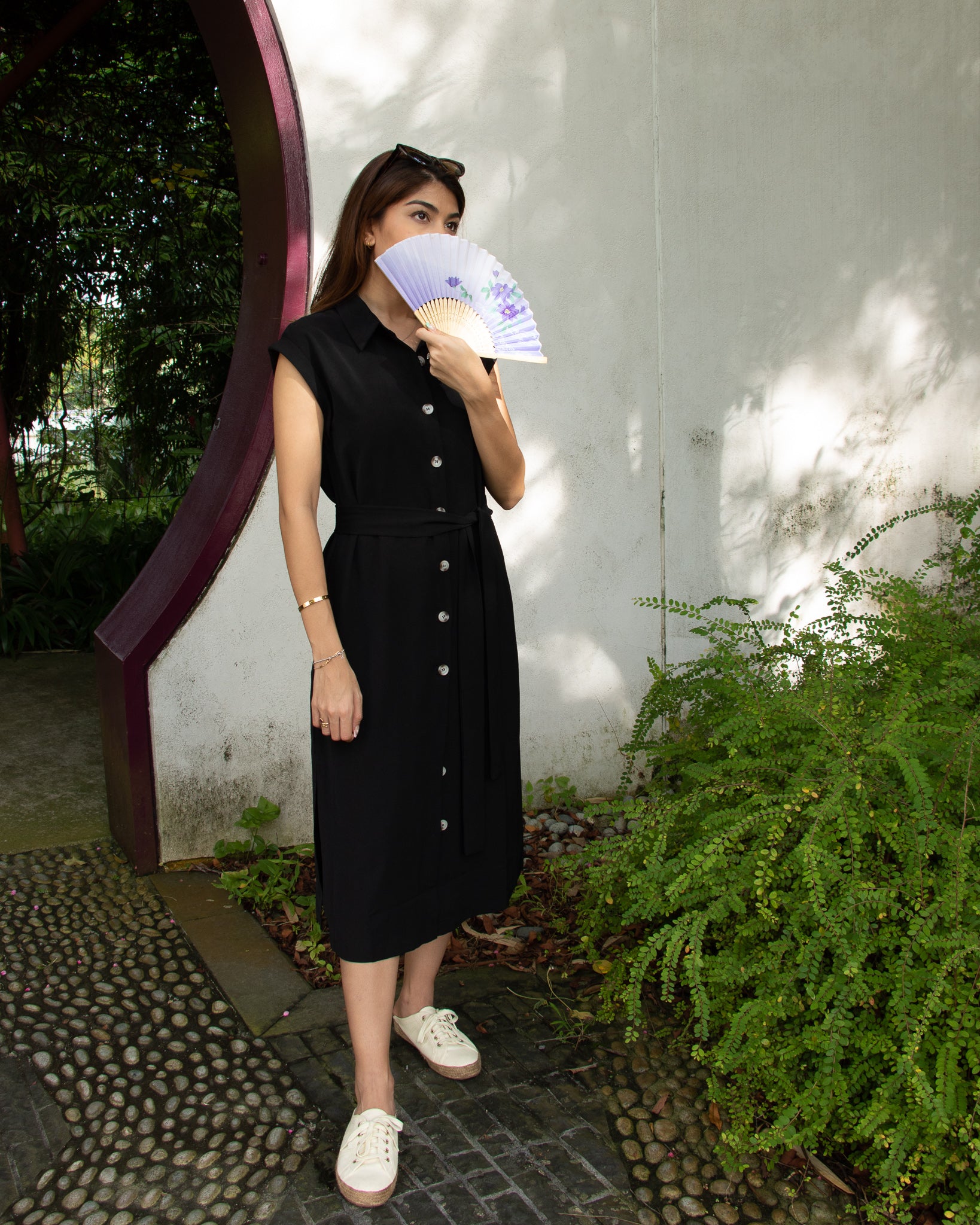 Gwen Button Down Dress in Black