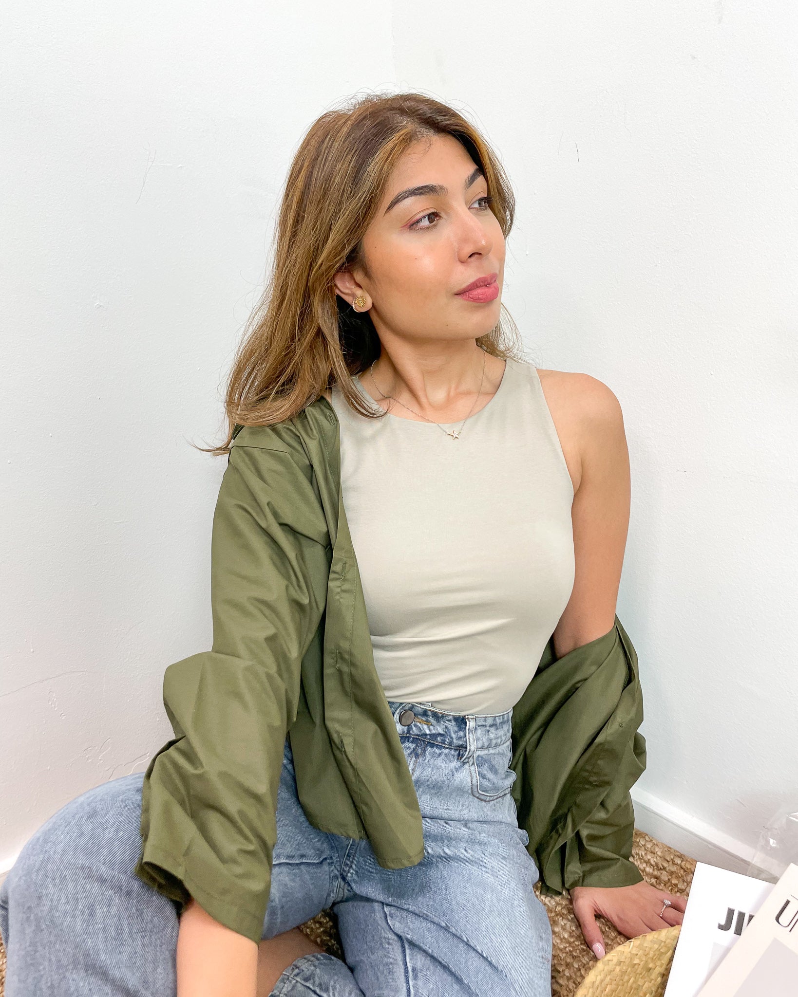 Charlie Racer Top in Taupe