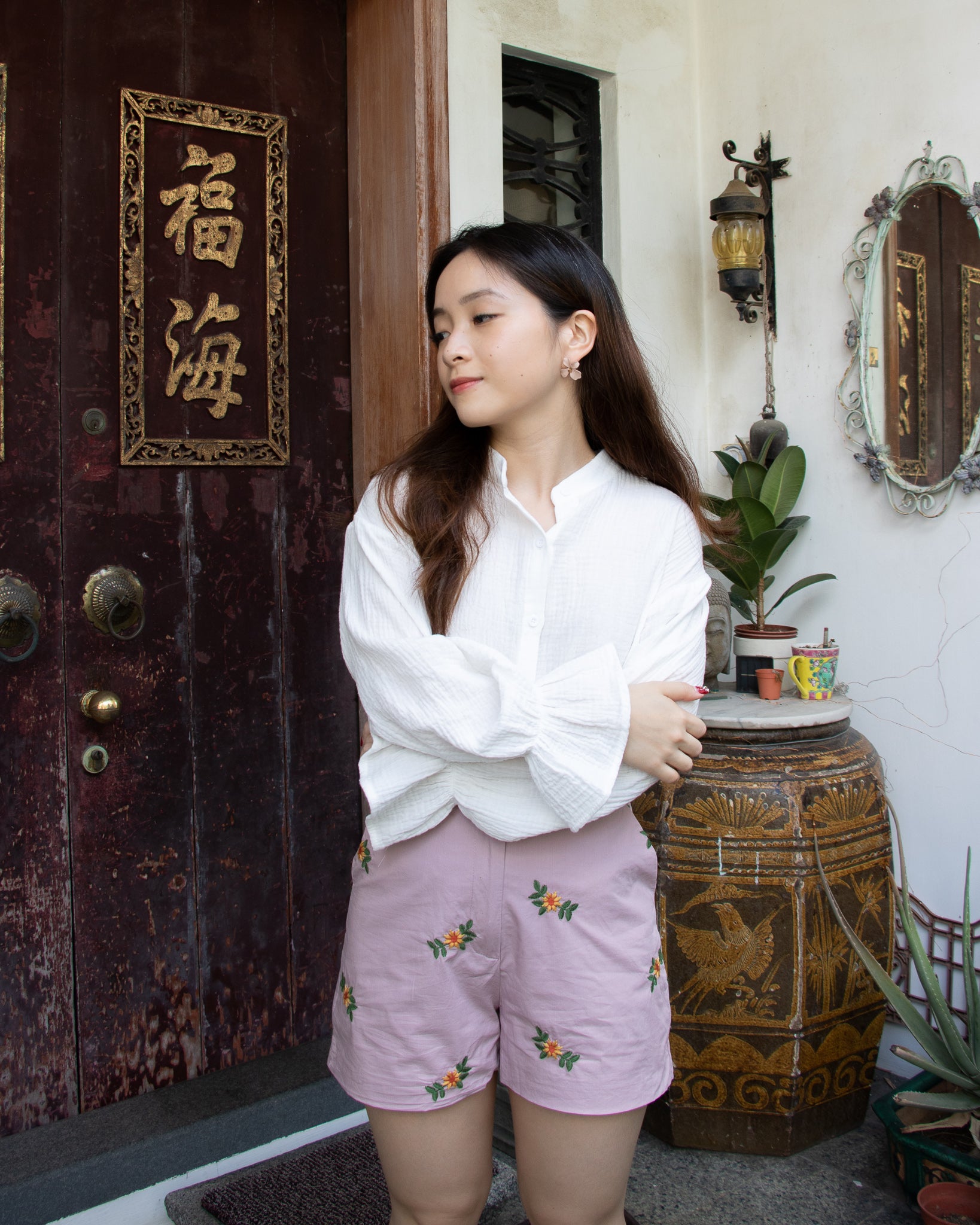 Lucile Shorts in Dusty Pink