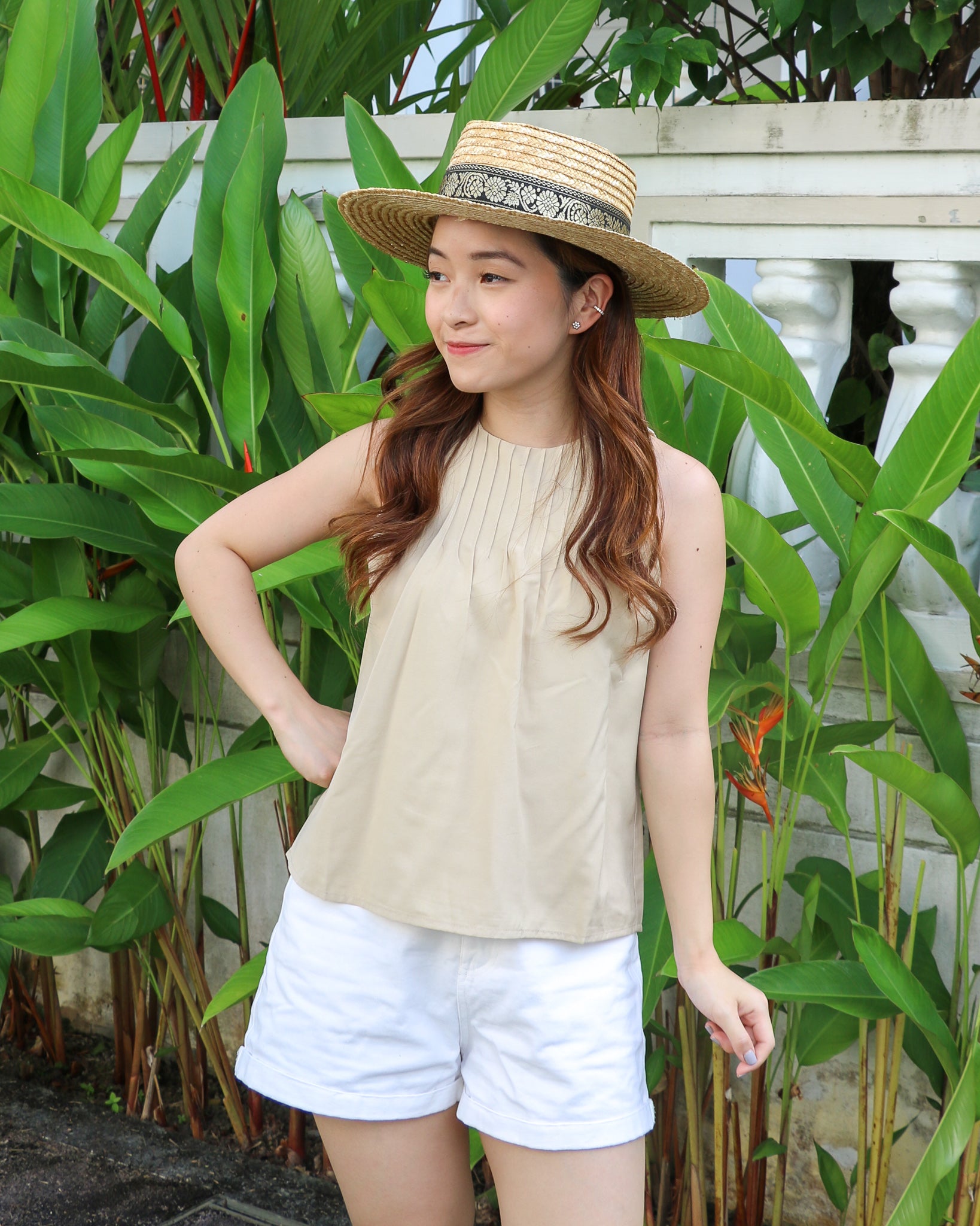 Jaime Pleated Top in Ecru