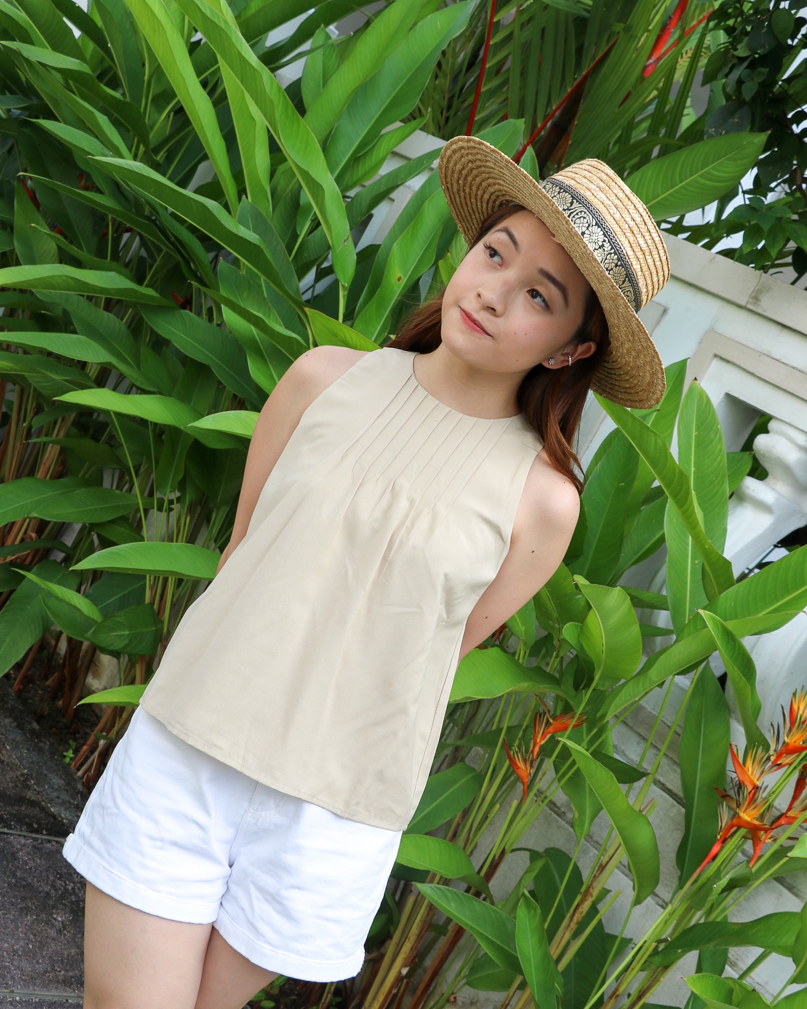 Jaime Pleated Top in Ecru