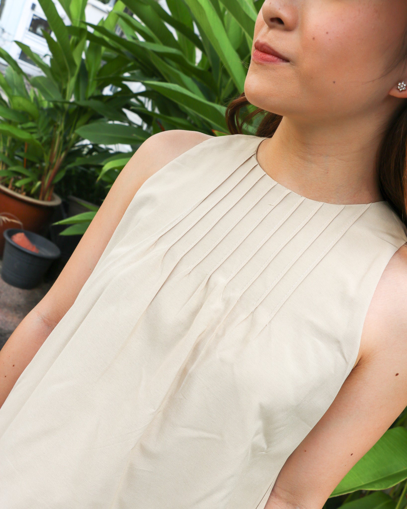 Jaime Pleated Top in Ecru