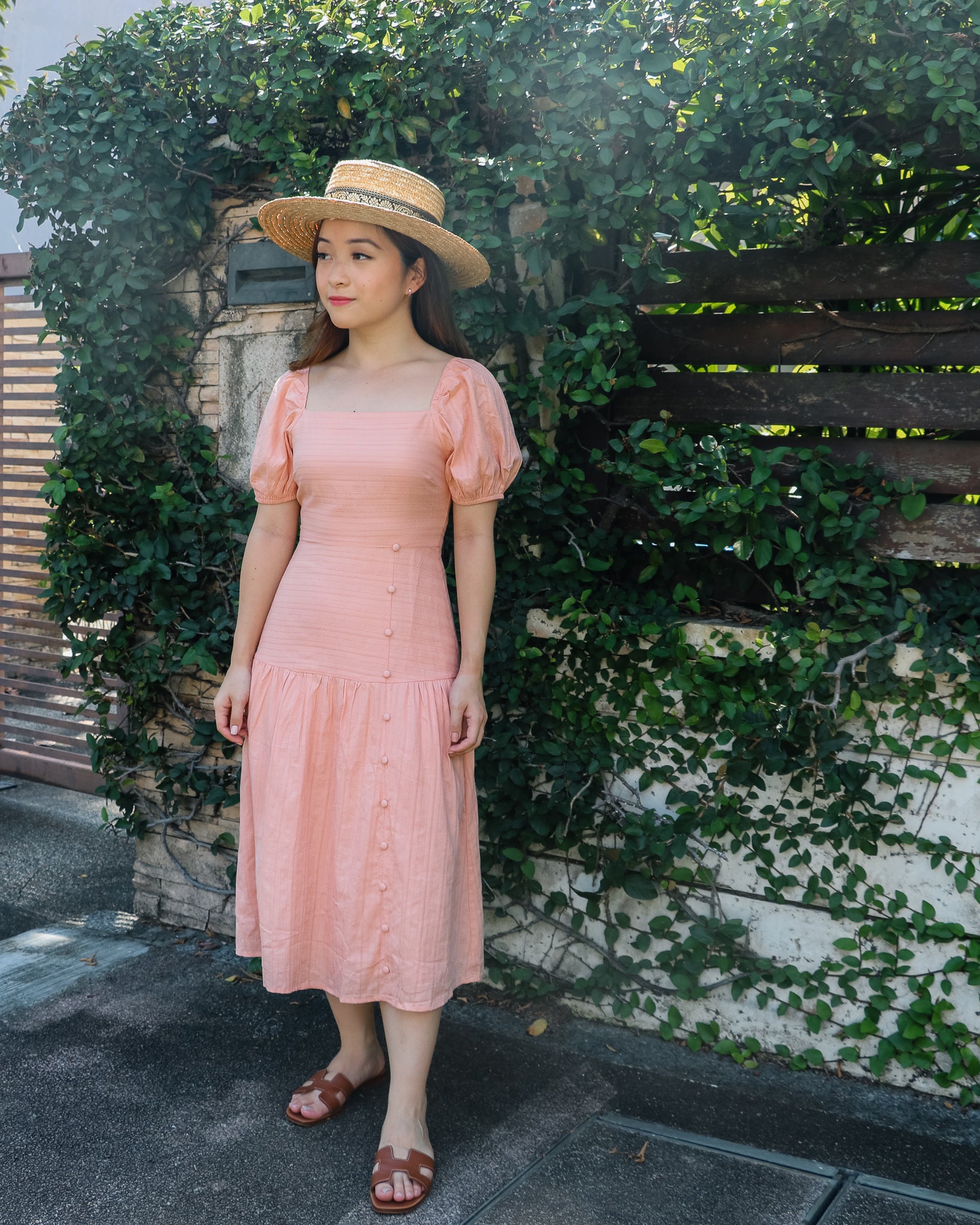 Ariel Midi Dress in French Rose