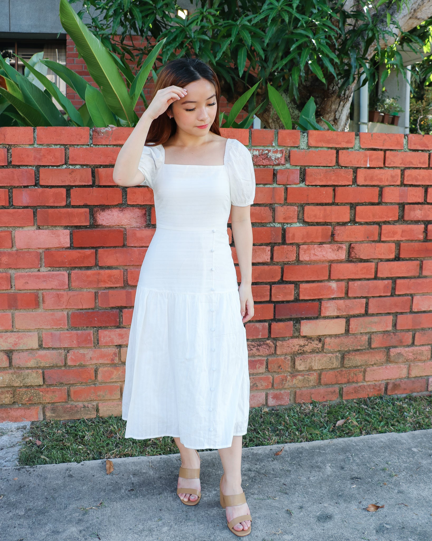 Ariel Midi Dress in White
