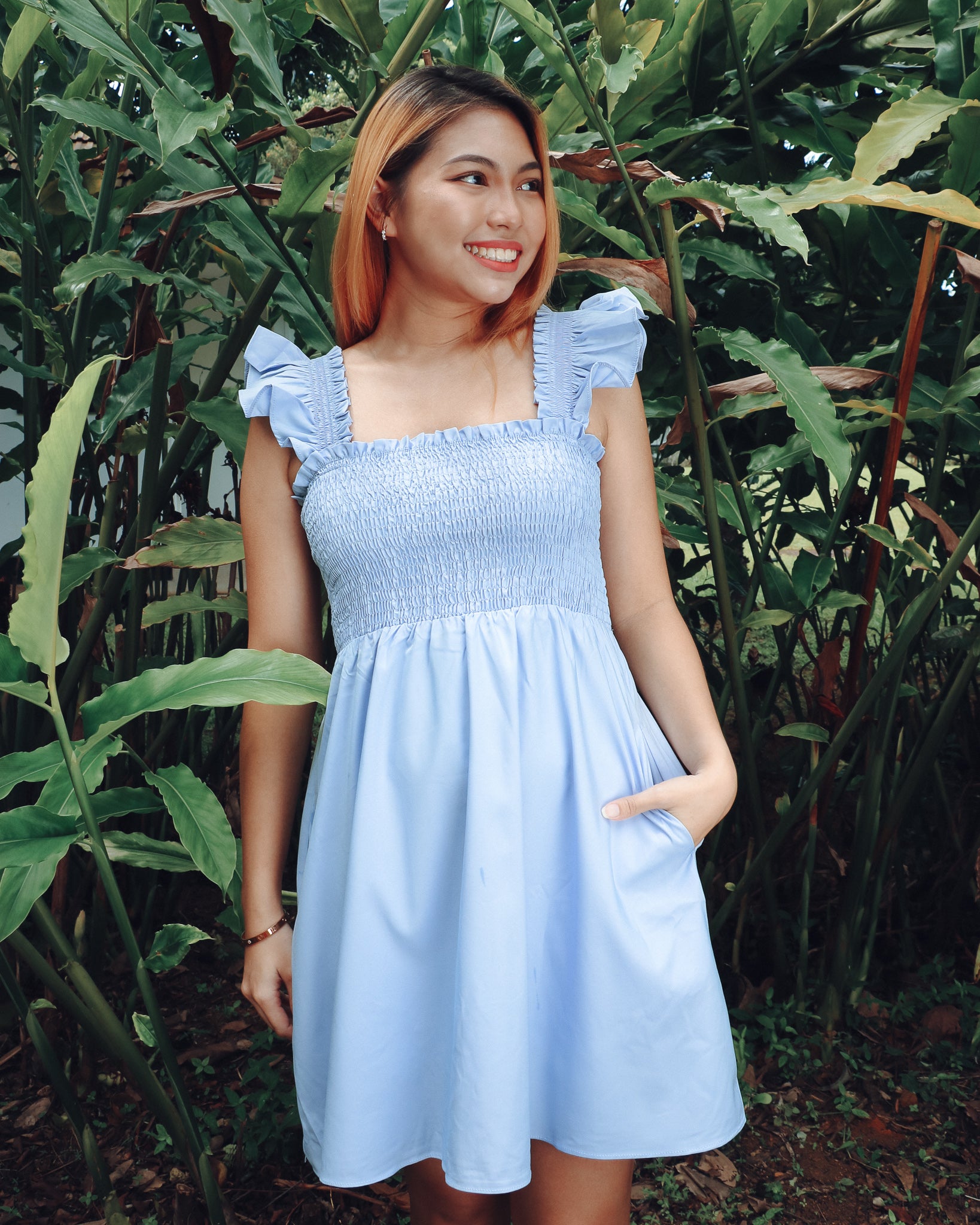 Hannah Dress Romper in Blue