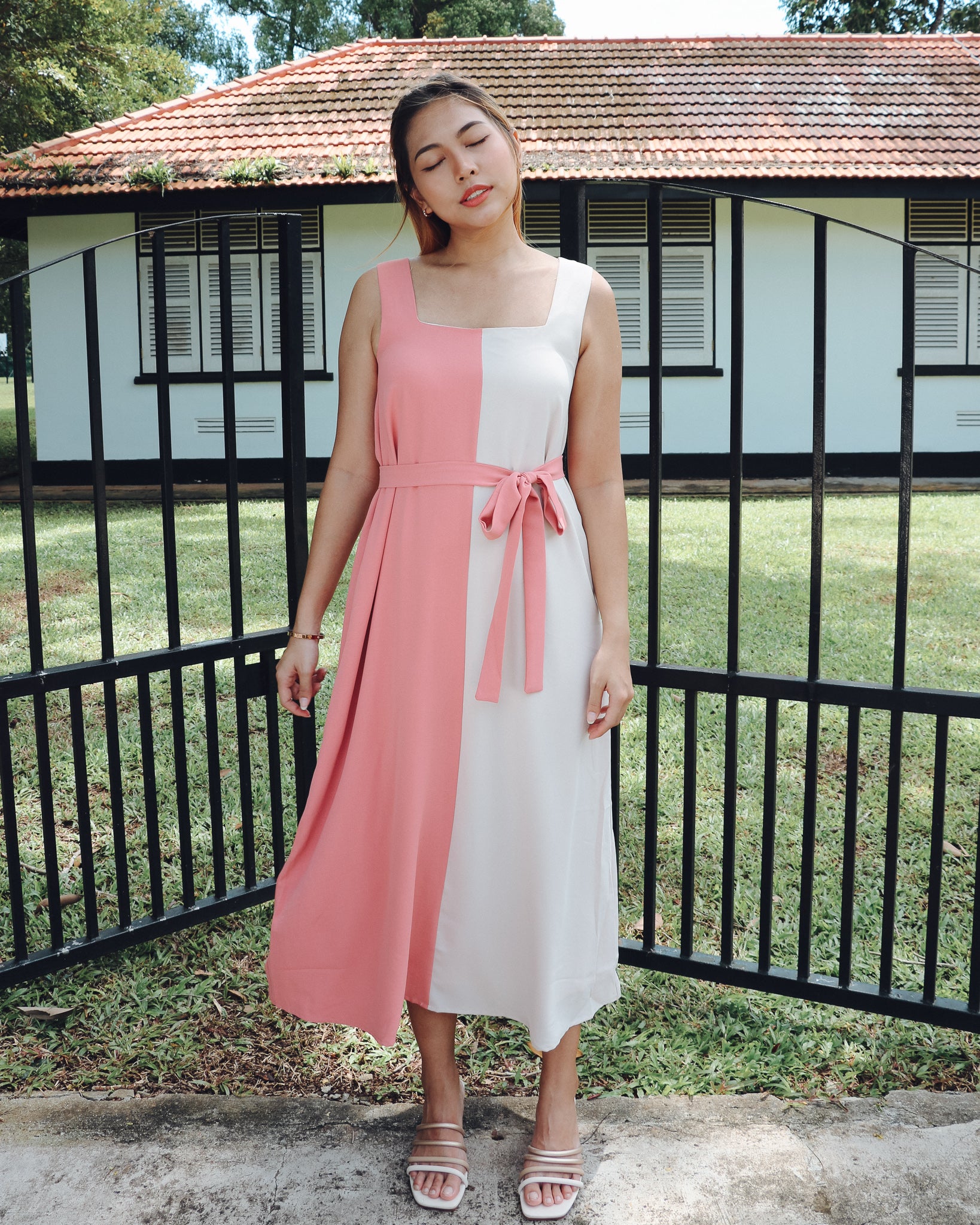 Heidi Colourblock Dress in Pink