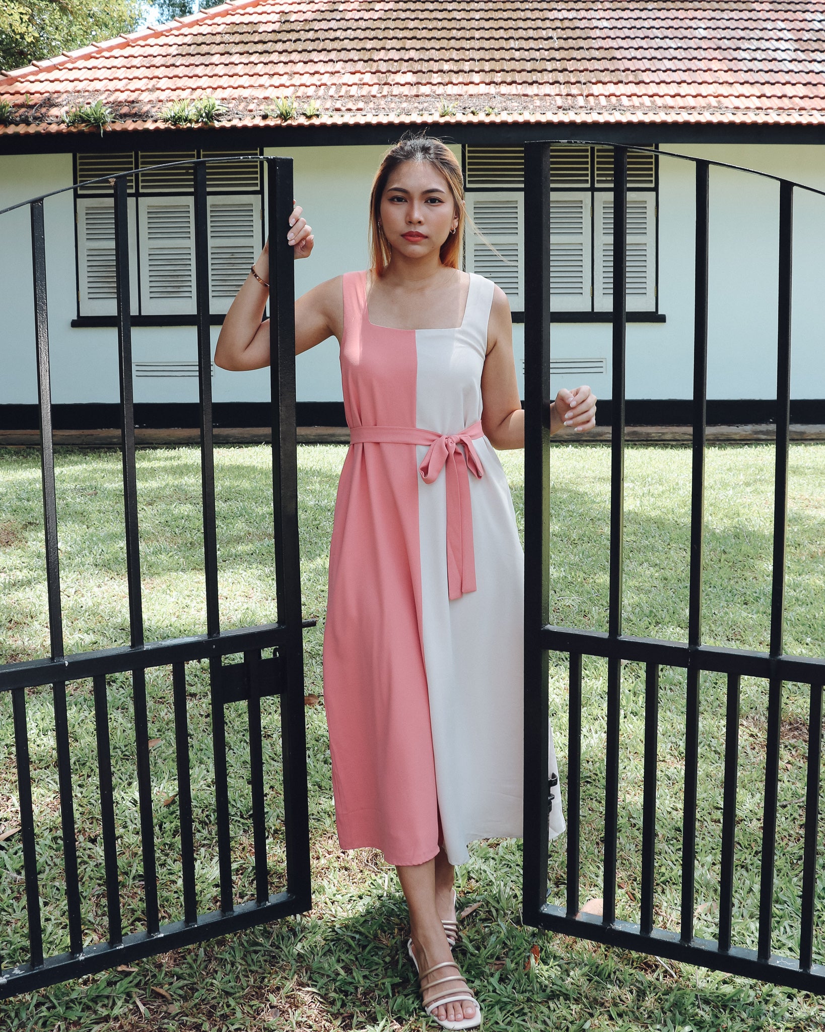 Heidi Colourblock Dress in Pink