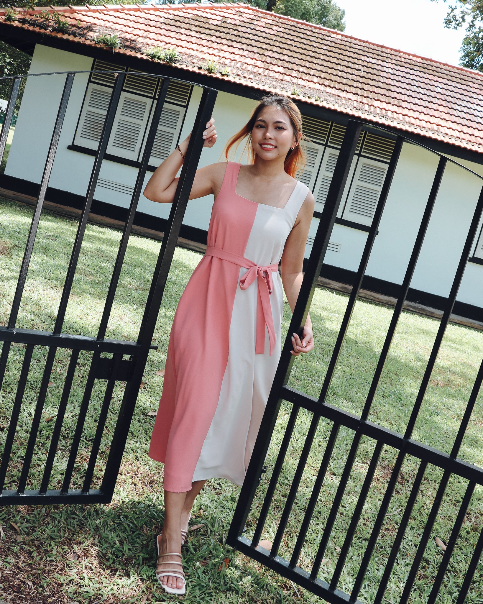 Heidi Colourblock Dress in Pink