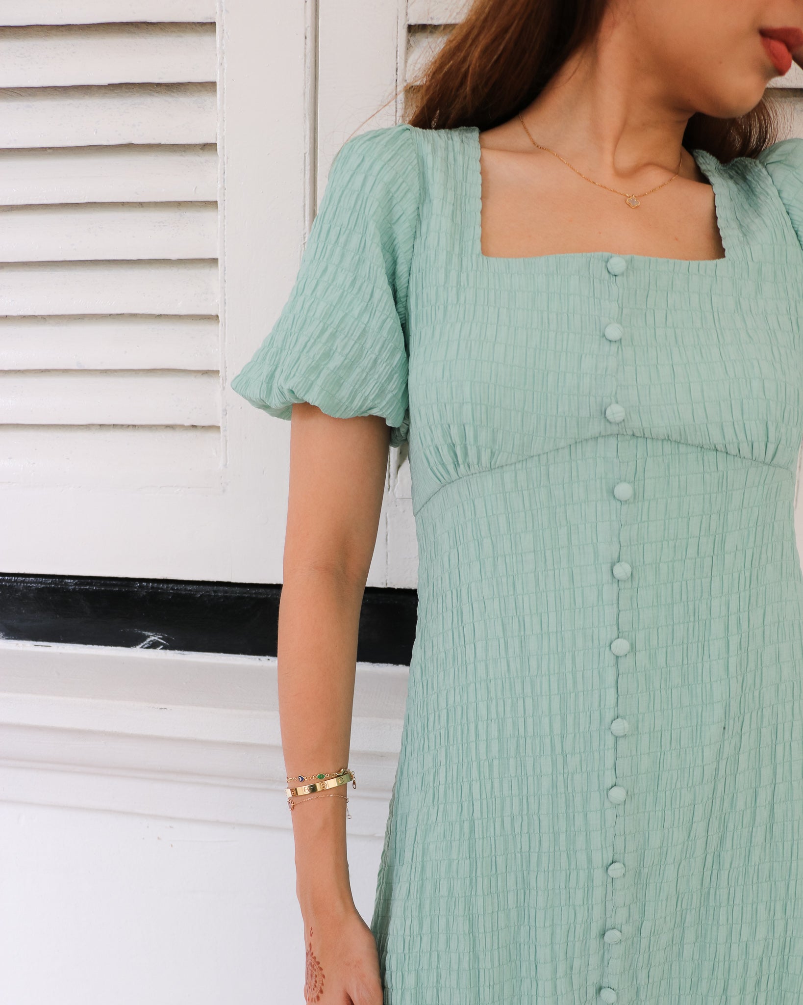 Rebecca Dress Romper in Green