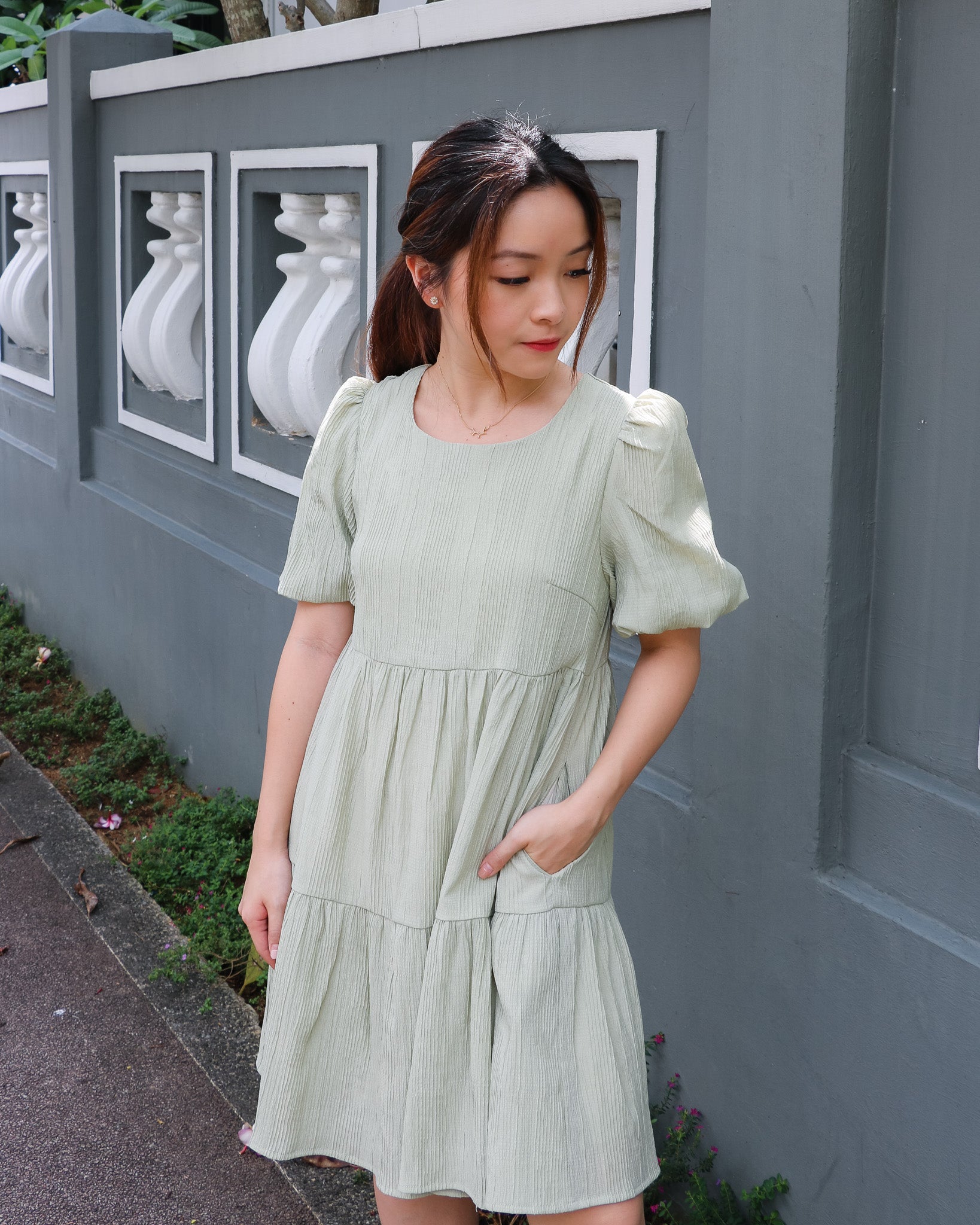 Holly Dress Romper in Sage