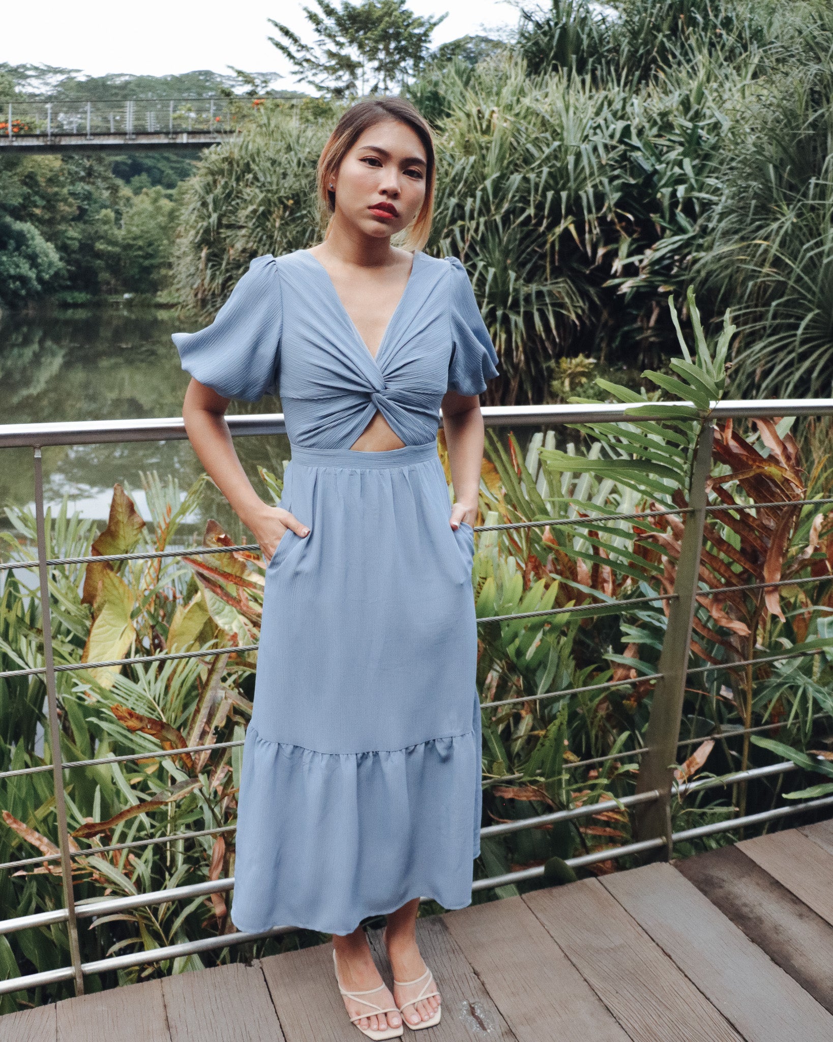 Addison Dress in Dusty Blue