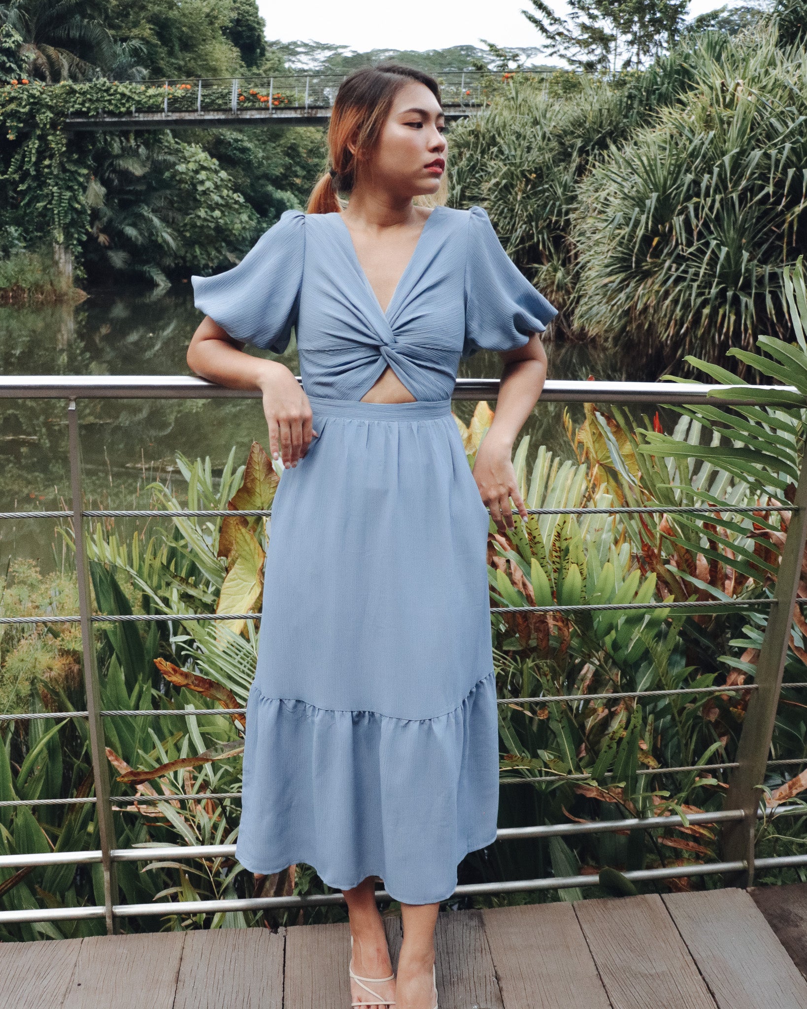 Addison Dress in Dusty Blue