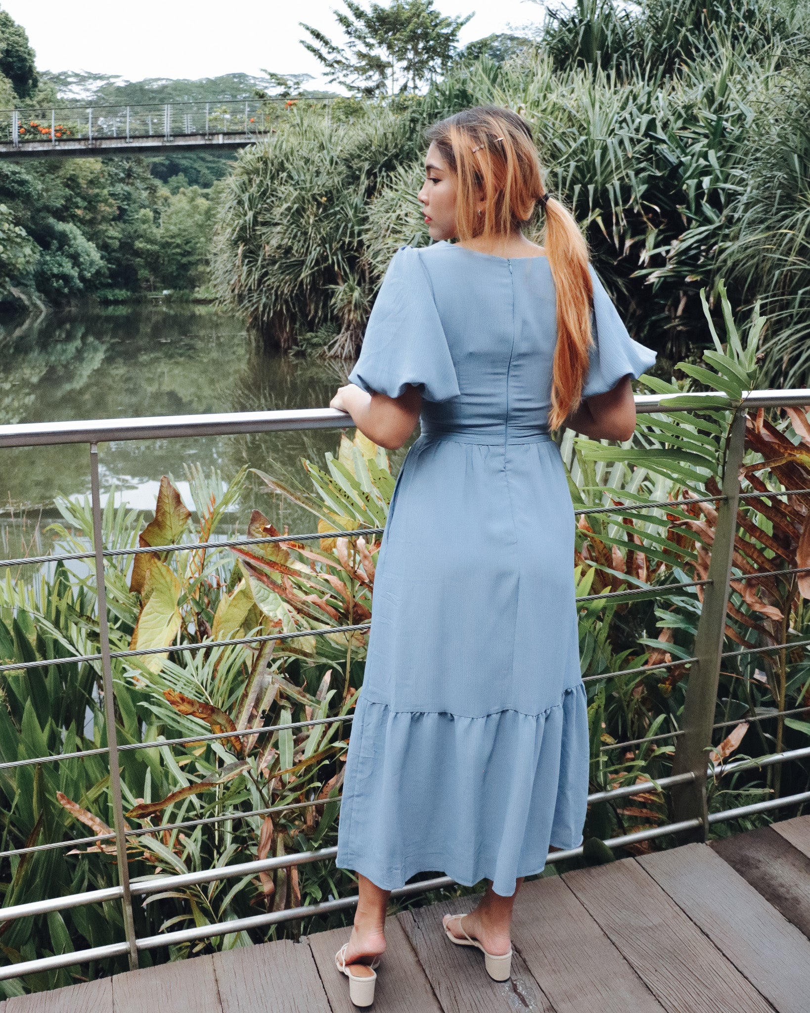 Addison Dress in Dusty Blue