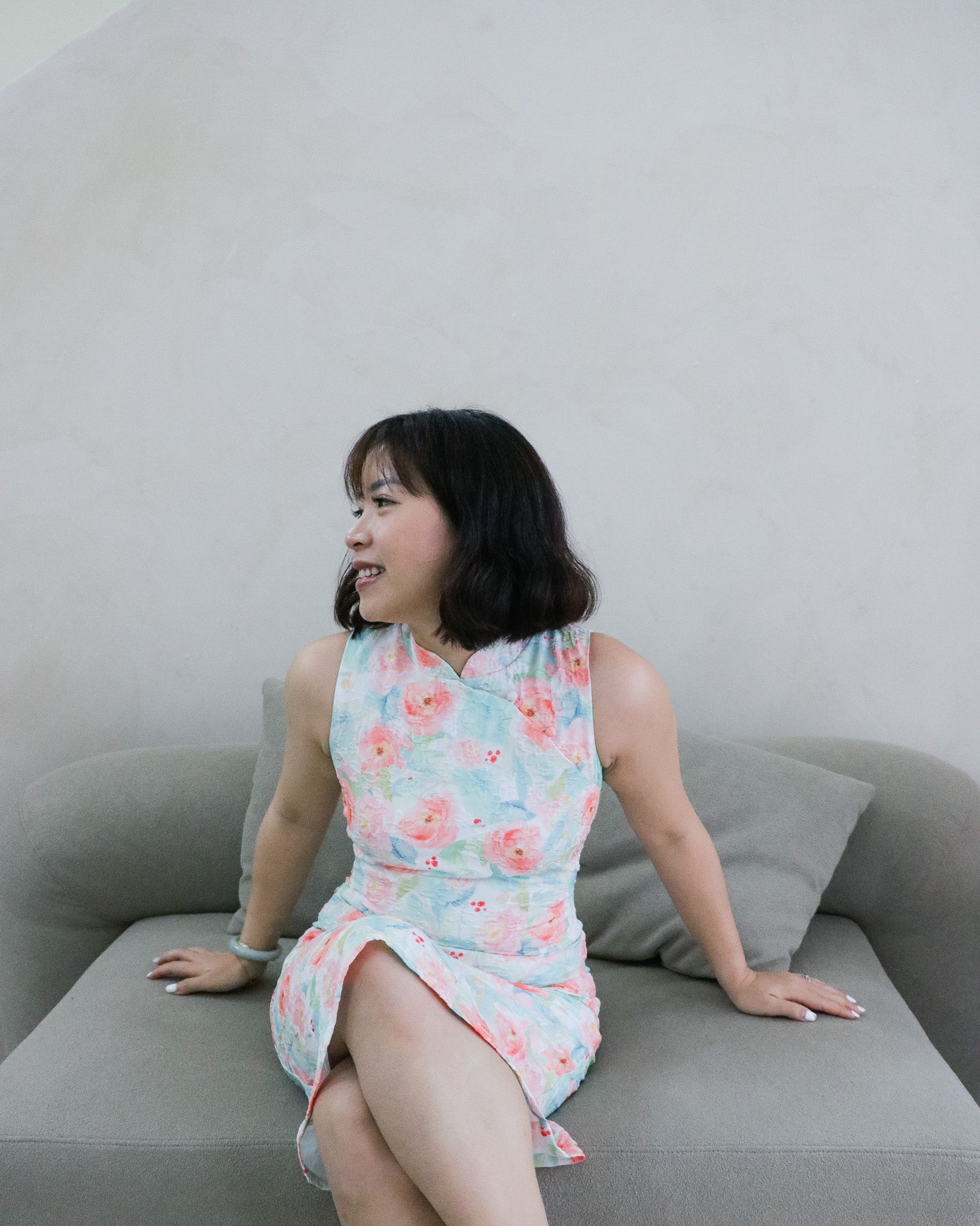 Elia Cheongsam in Orange Florals