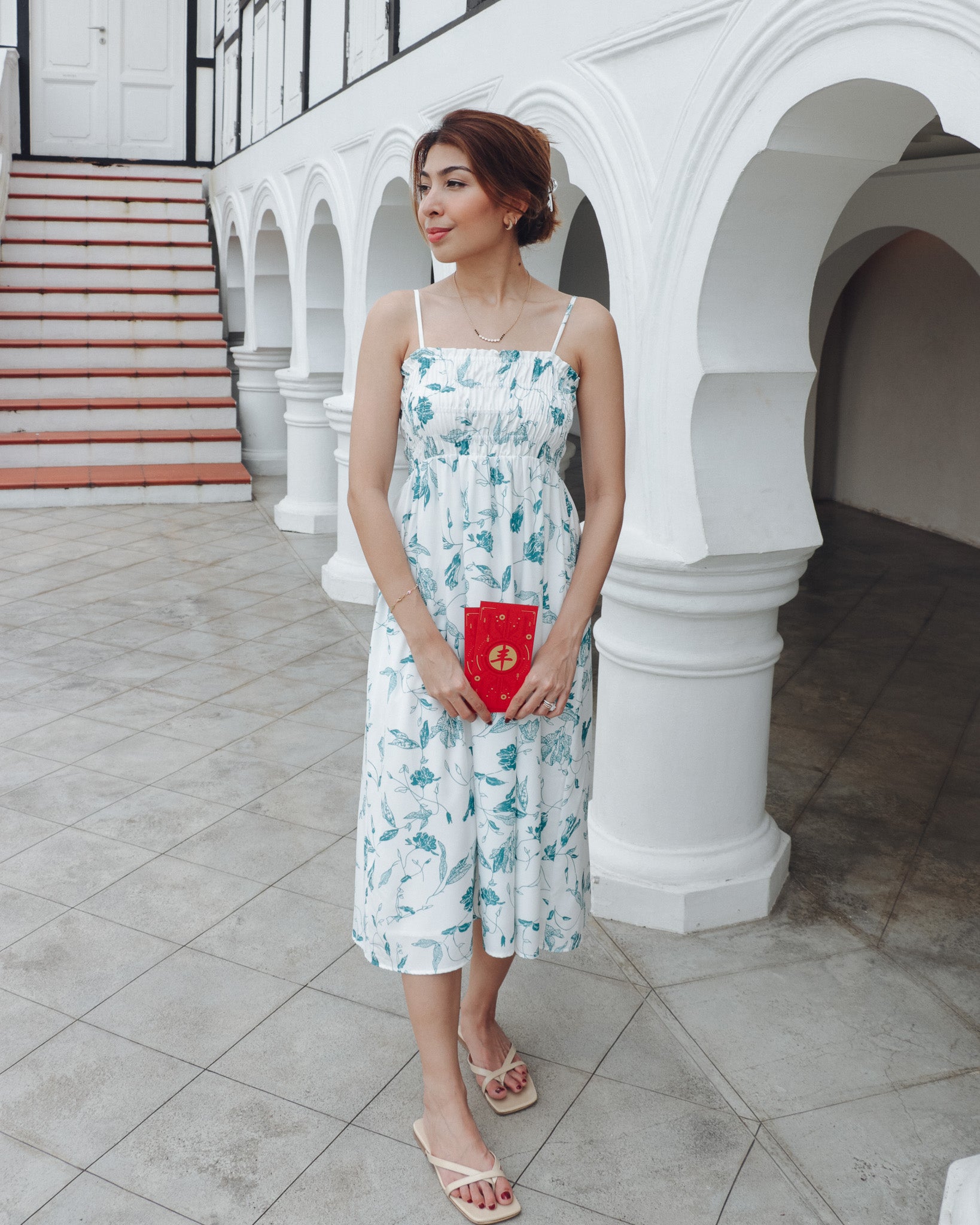 Esme Dress in White Florals