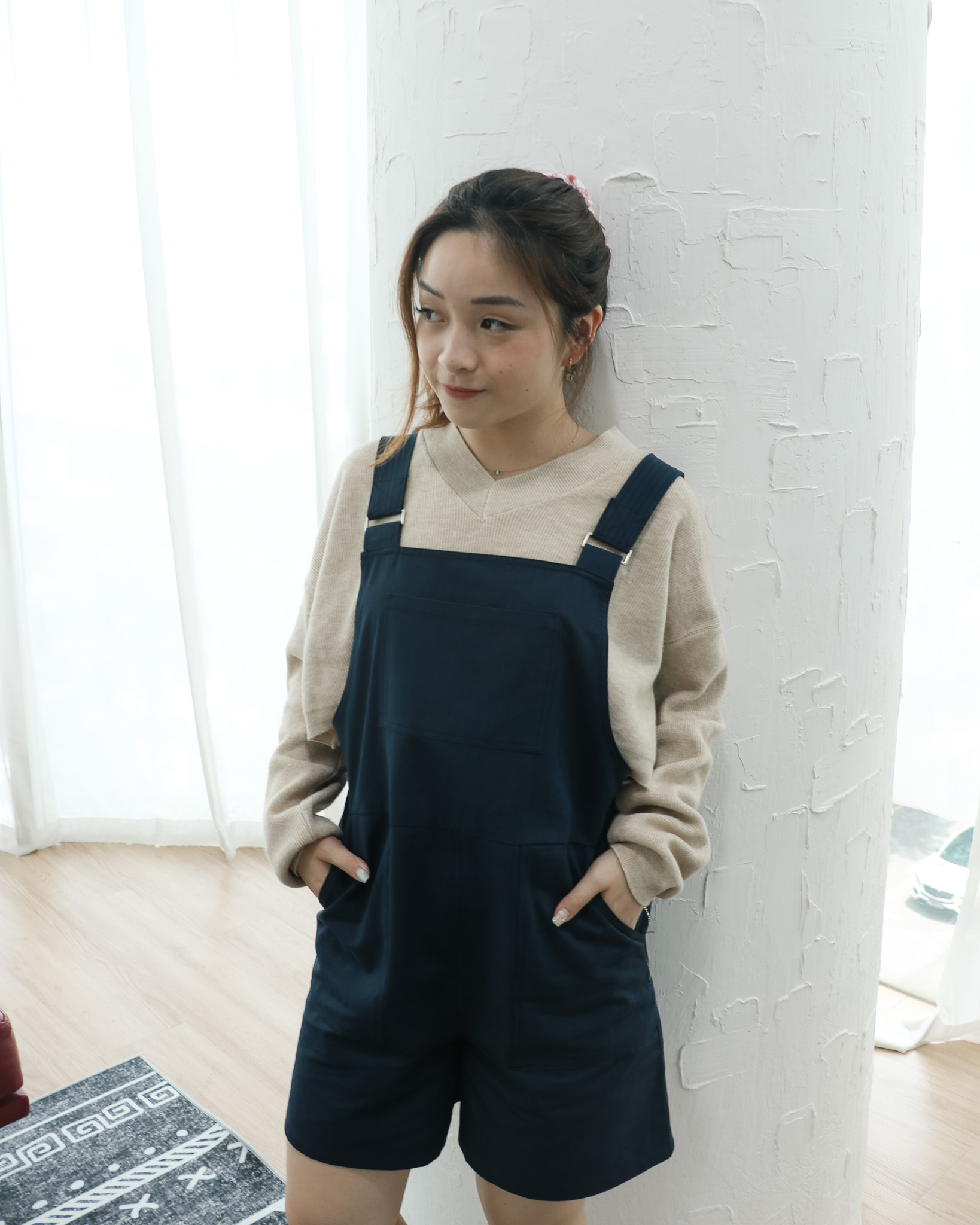 Izzy Dungaree Romper in Navy