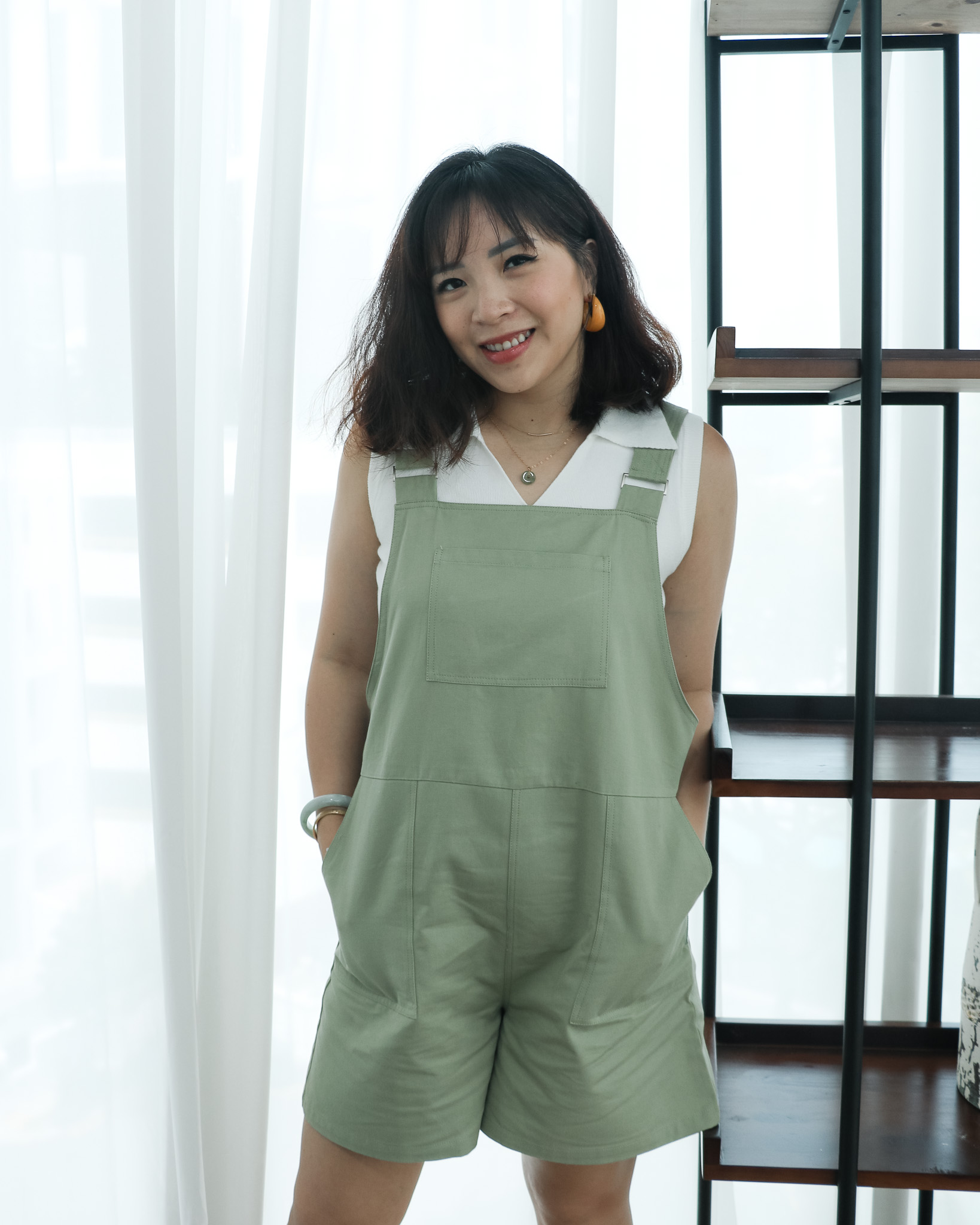 Izzy Dungaree Romper in Green