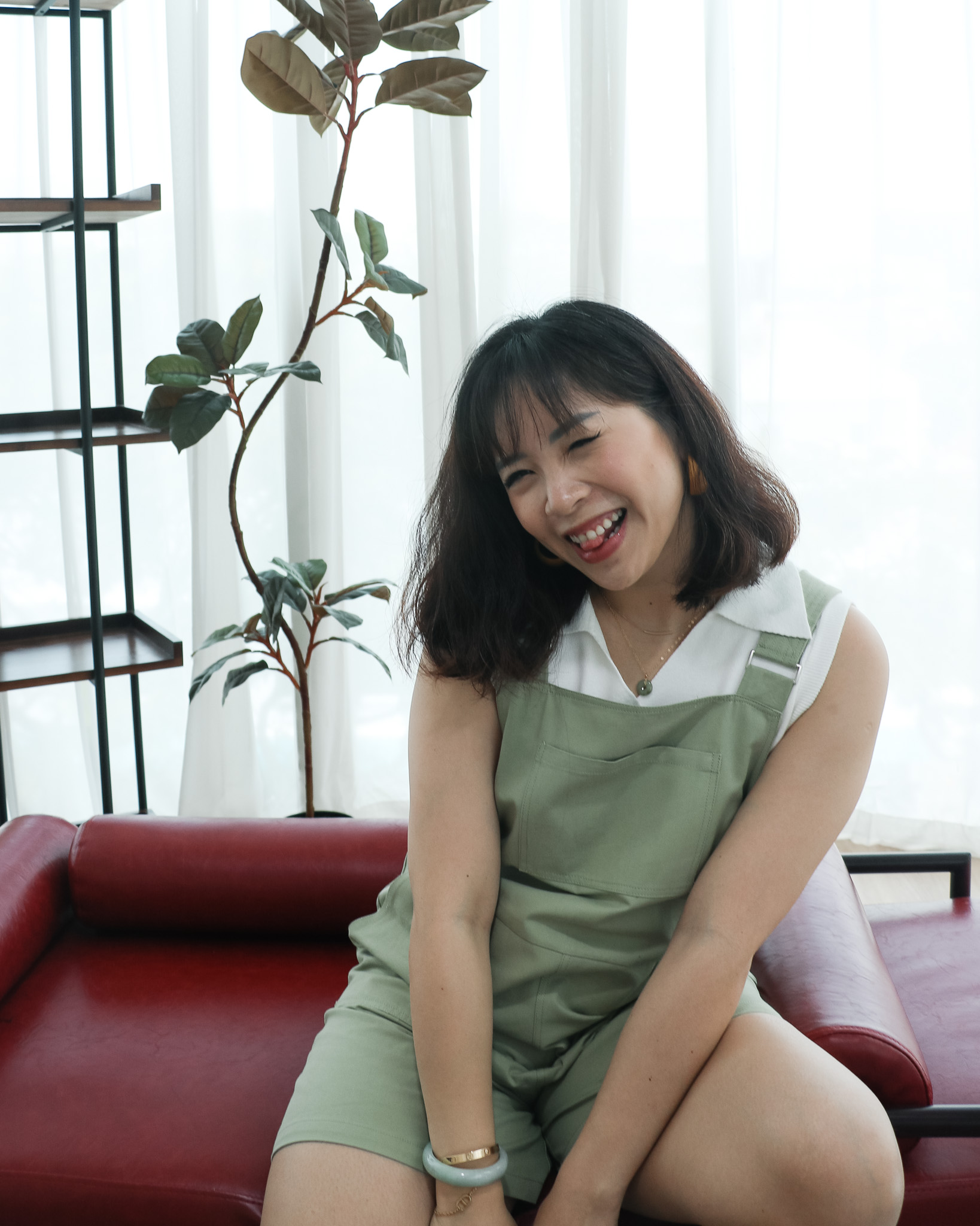 Izzy Dungaree Romper in Green