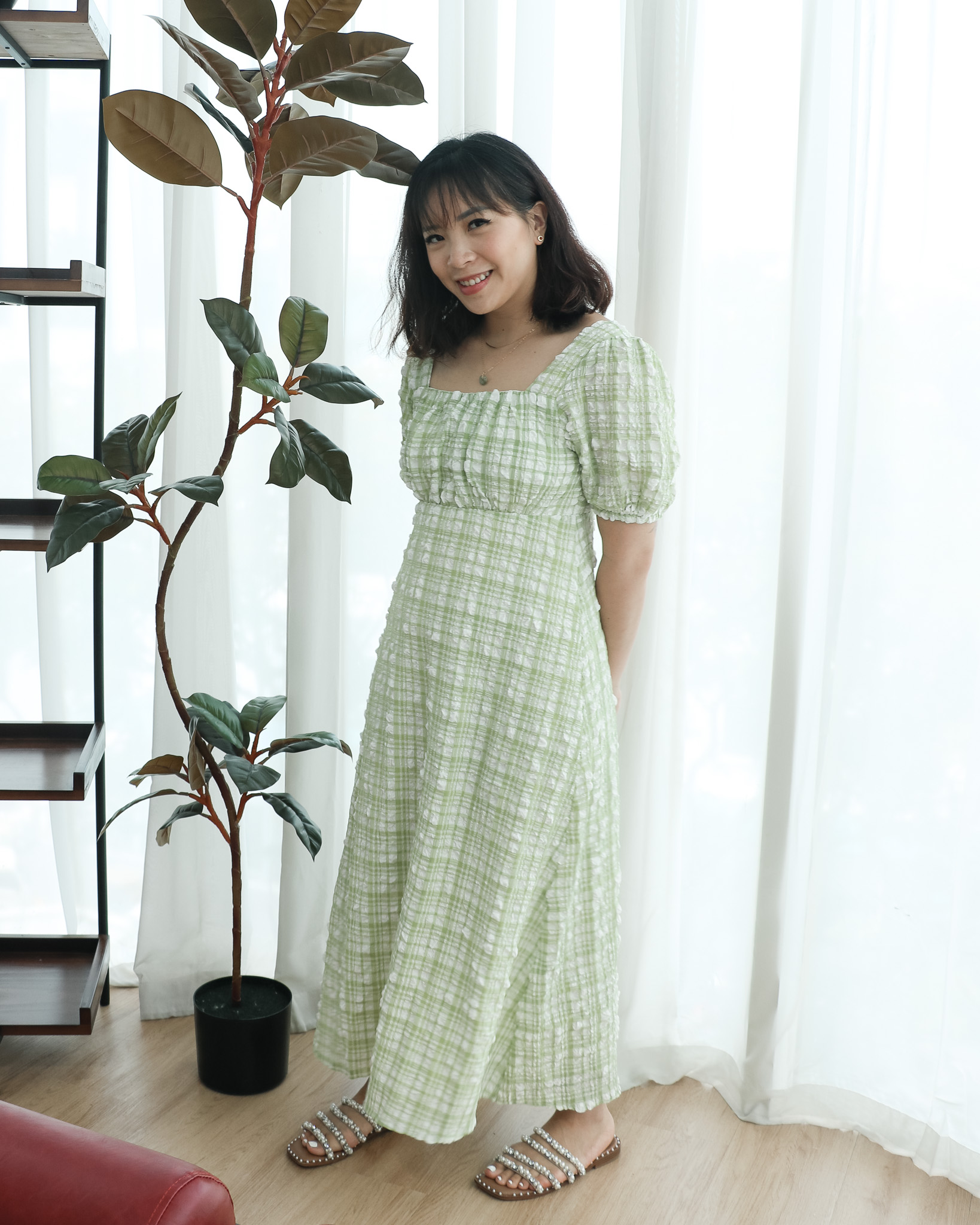 Phoebe Dress in Lime Green