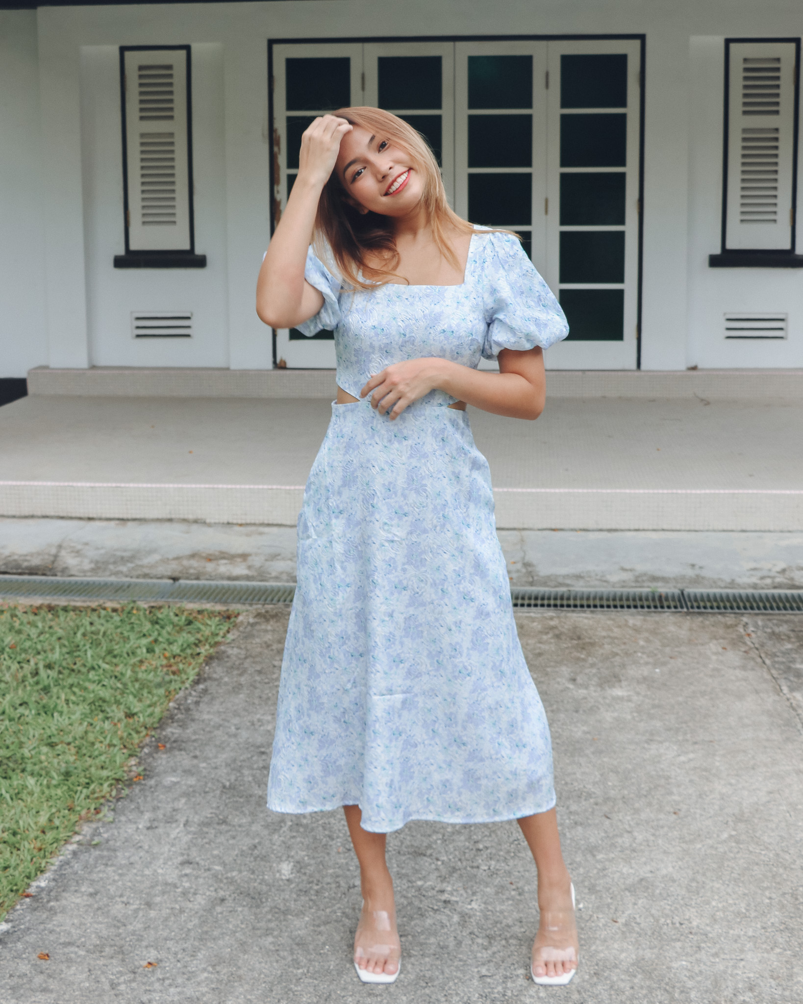 Eden Dress in Embossed Lilac Florals