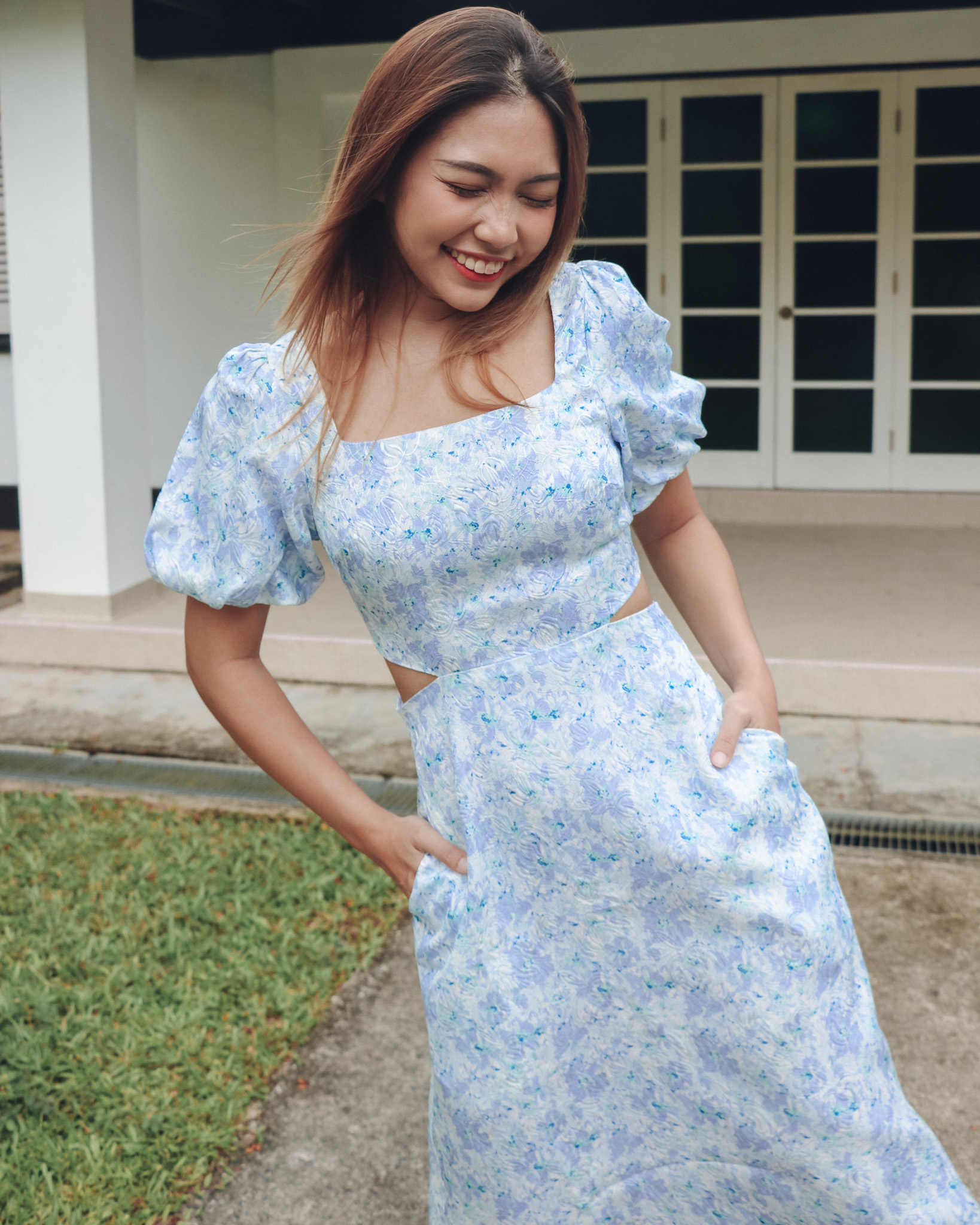 Eden Dress in Embossed Lilac Florals