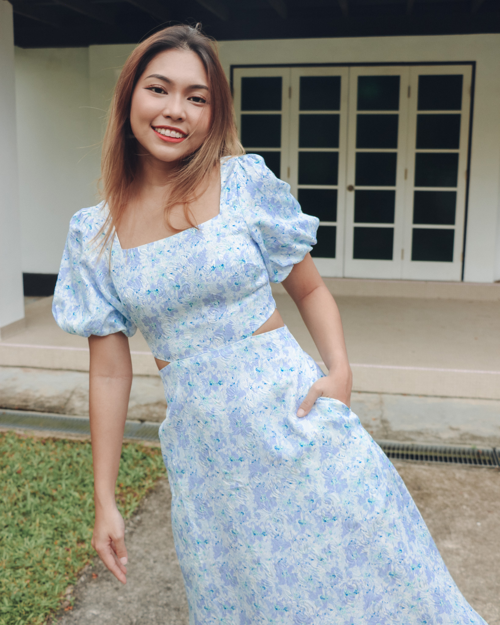 Eden Dress in Embossed Lilac Florals