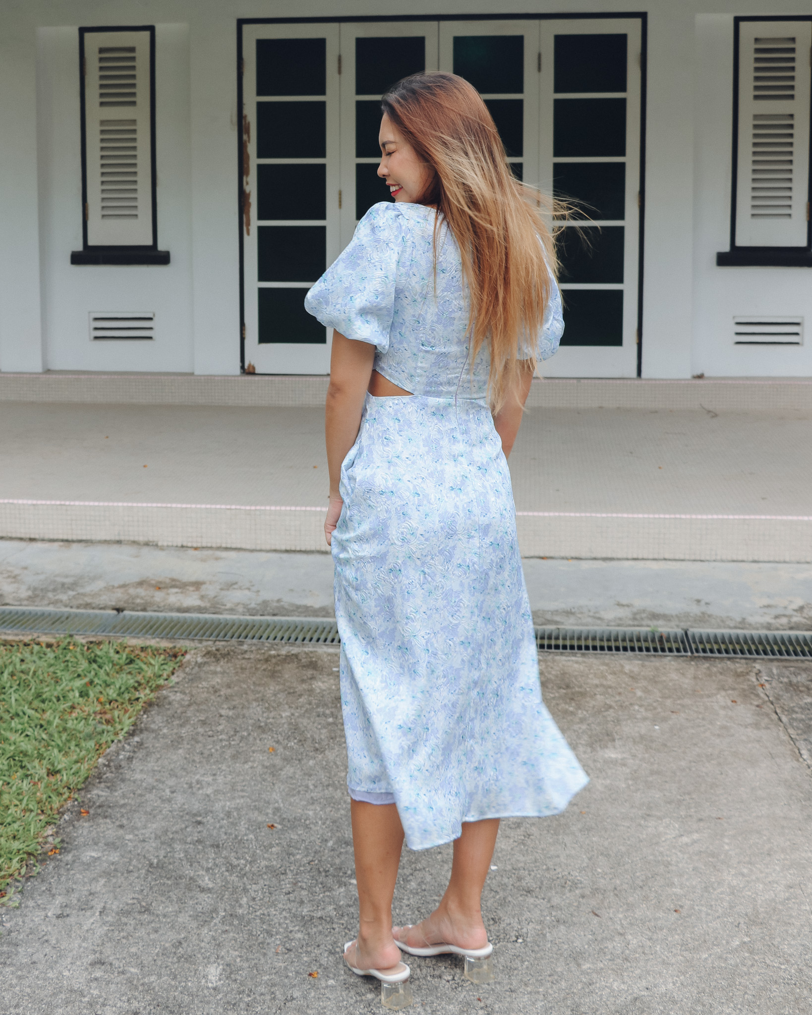 Eden Dress in Embossed Lilac Florals