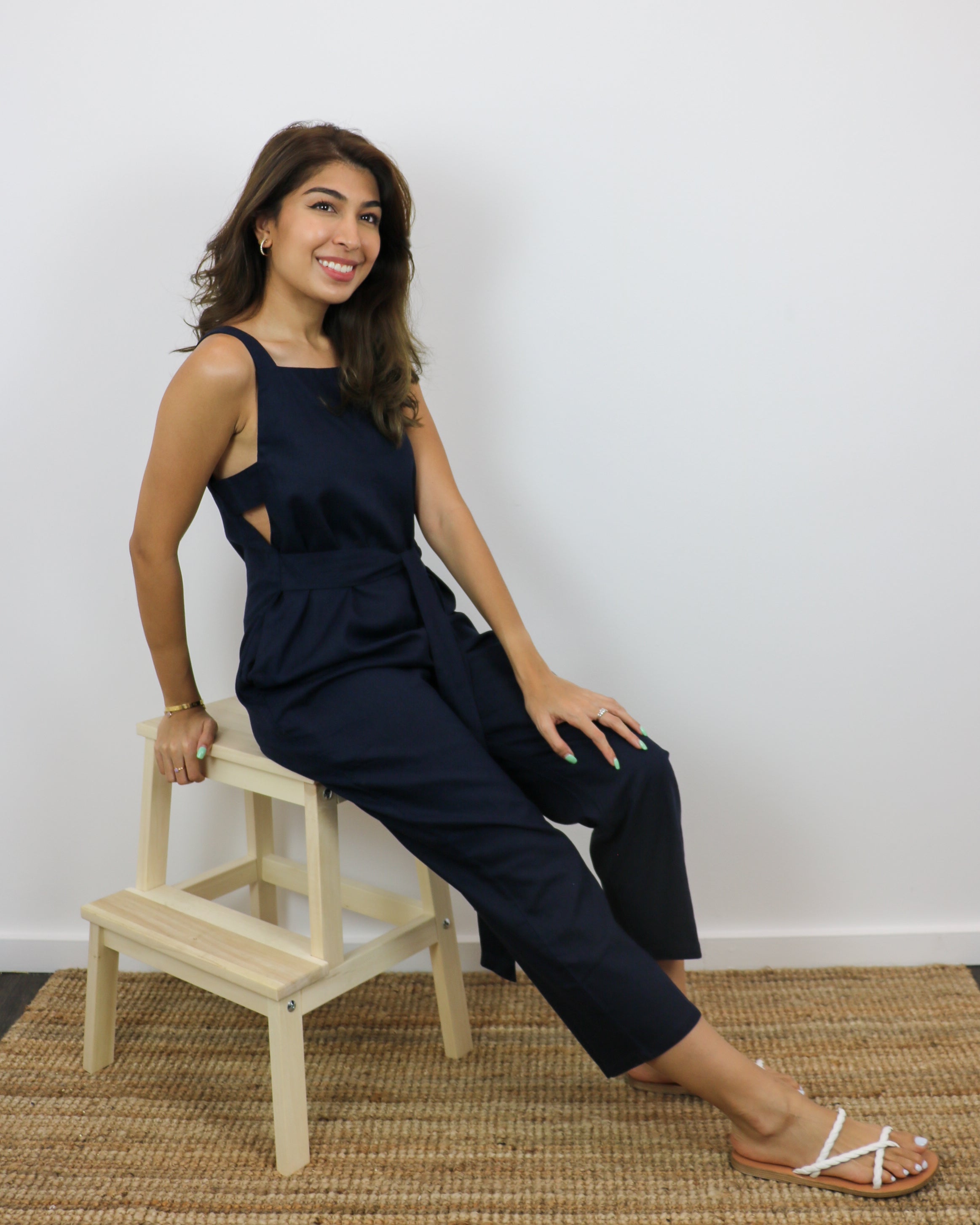 Rumi Linen Jumpsuit in Navy