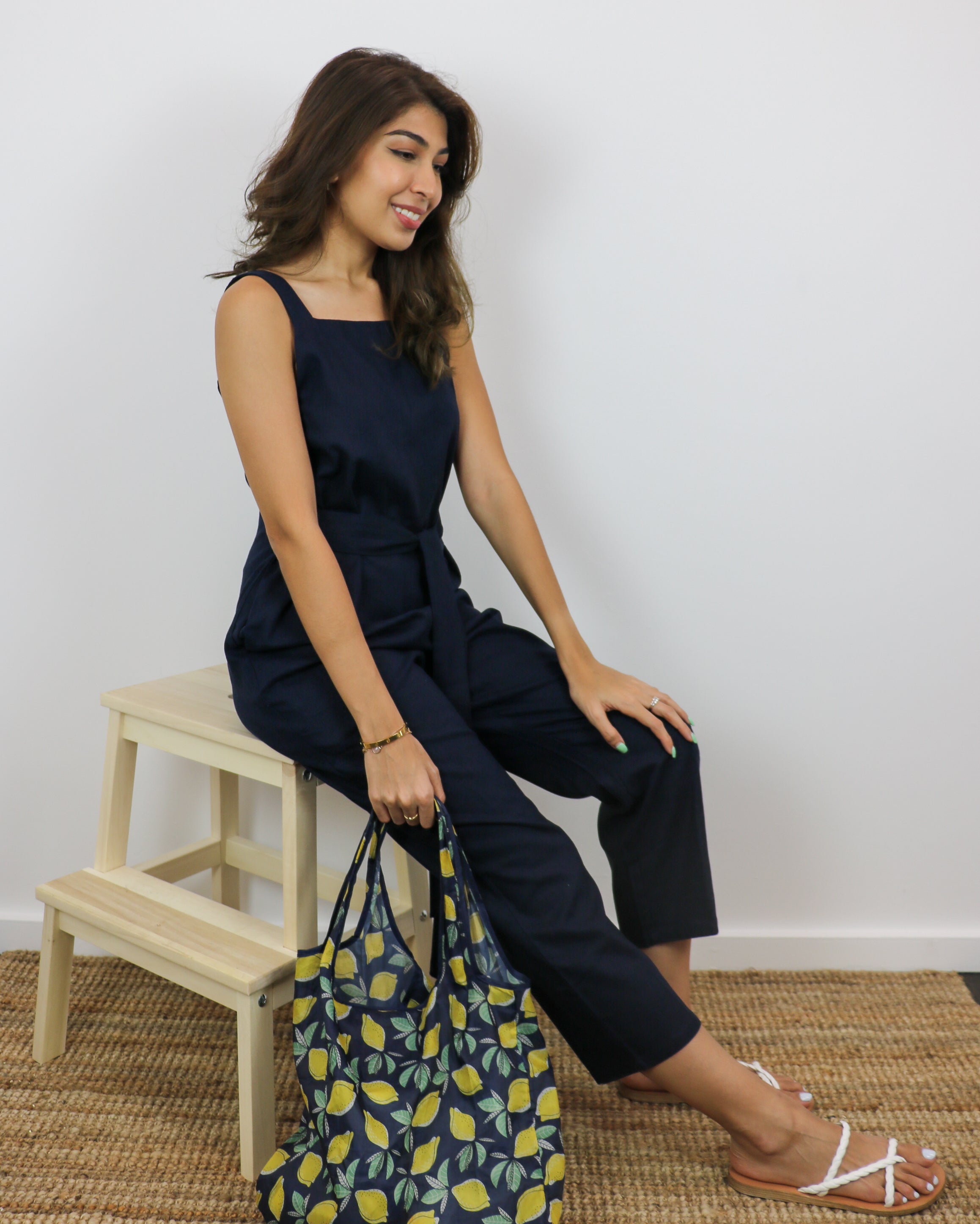 Rumi Linen Jumpsuit in Navy