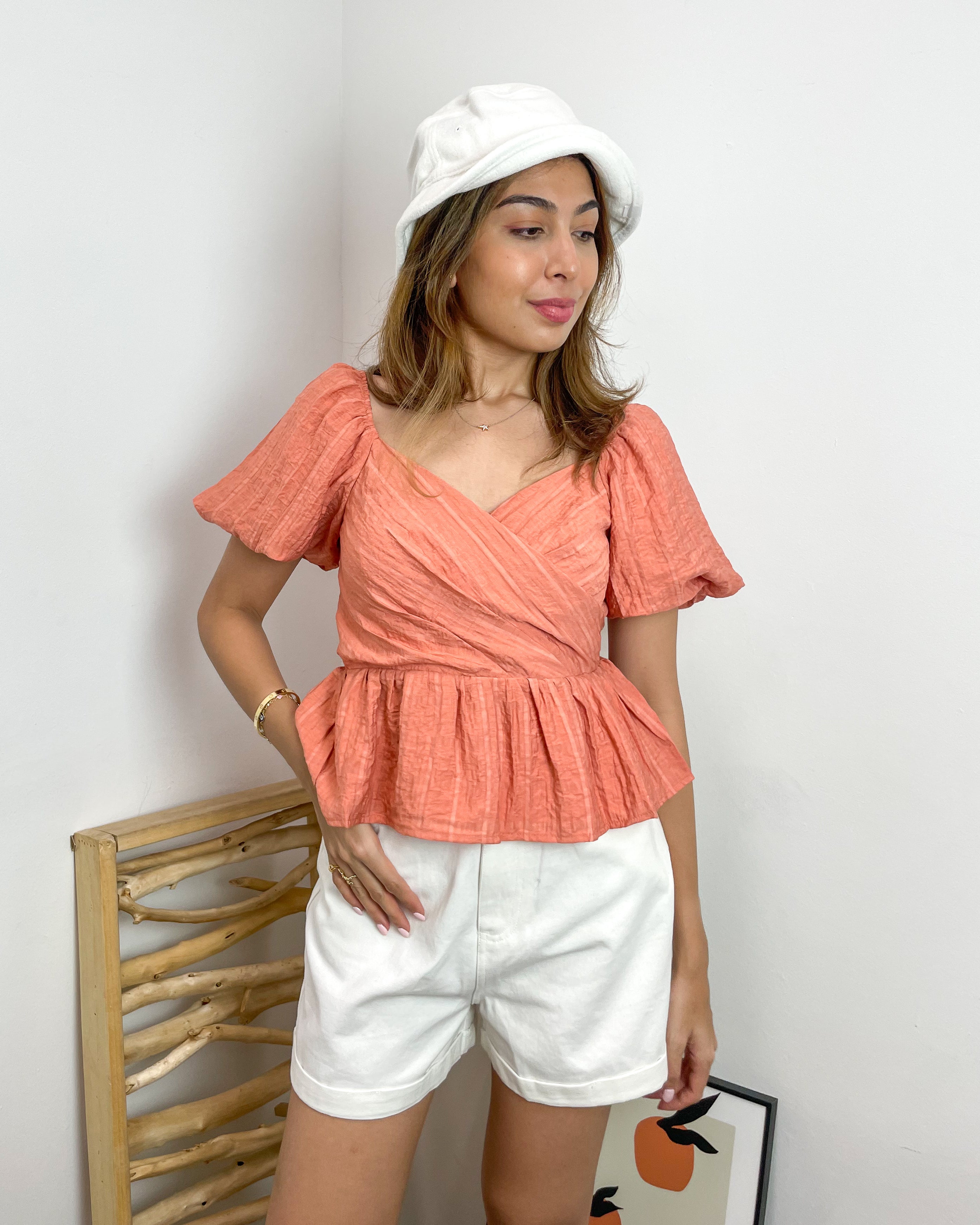 Layla Peplum Top in Orange