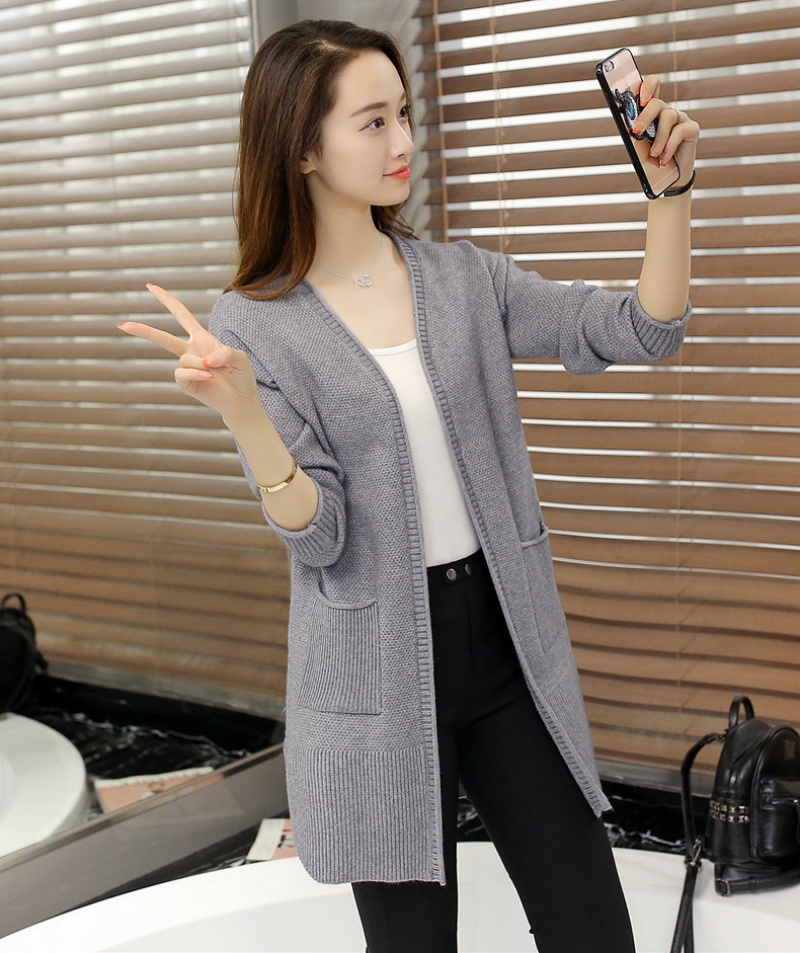 Stella Fashion  New large size knit sweater mid-length sweater cardigan autumn and winter women's jacket top loose and versatile outer wear
