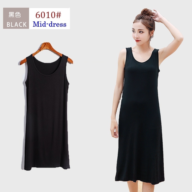 Korean Women Summer Sleeveless dress Modal Casual Slim Fit Long Maxi Dresses
