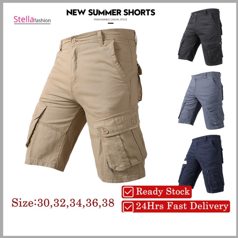 [Stella Fashion] New Men's Casual Short Bermuda 100% Cotton Casual Beach Cargo Pants Straight Short Pants-Stella's Fashion