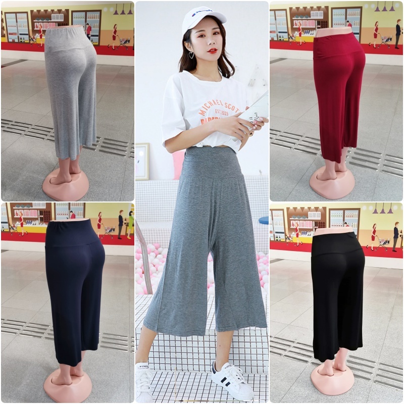 Stella Fashion women High Waist Wide-leg Straight Pants Summer Casual Loose yoga Stretch Trouser Modal cotton loose pant