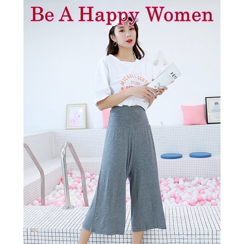 Stella Fashion women High Waist Wide-leg Straight Pants Summer Casual Loose yoga Stretch Trouser Modal cotton loose pant