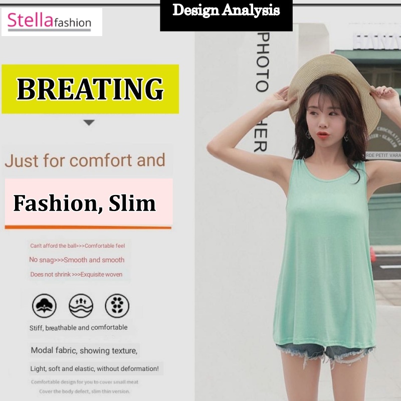 [Stella Fashion] Plus Size Loose Fit Flare Bottom Blouse Sleeveless Top Tees hides Tummy Plus Size Women Tank Top