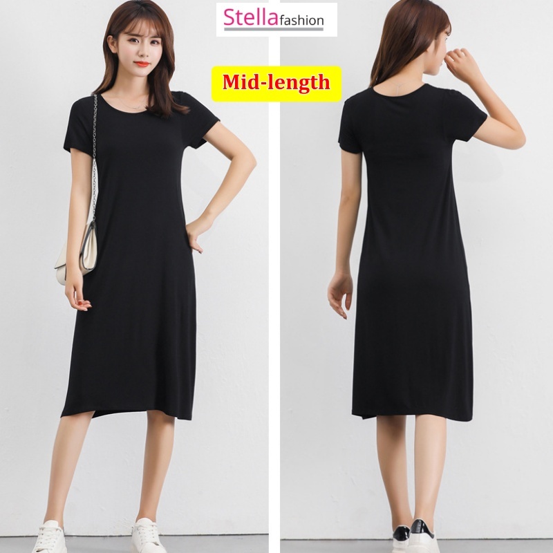 Stella Fashion Korean version Summer Modal Plus Size Short Sleeve Skirt Dress Loose Fit  Short-Sleeve Bottoming Skirt-Stella's Fashion