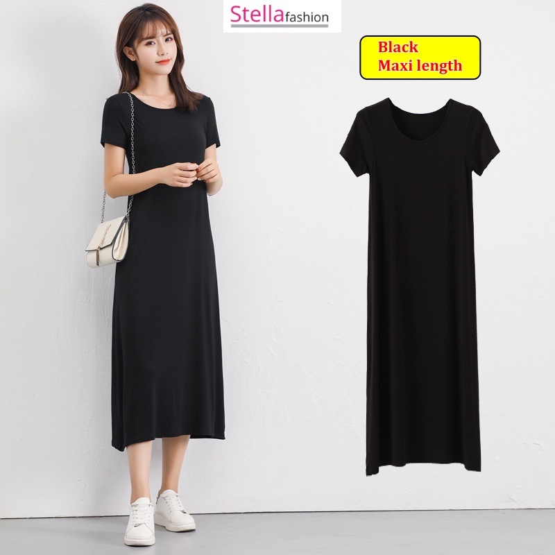 Stella Fashion Korean version Summer Modal Plus Size Short Sleeve Skirt Dress Loose Fit  Short-Sleeve Bottoming Skirt-Stella's Fashion