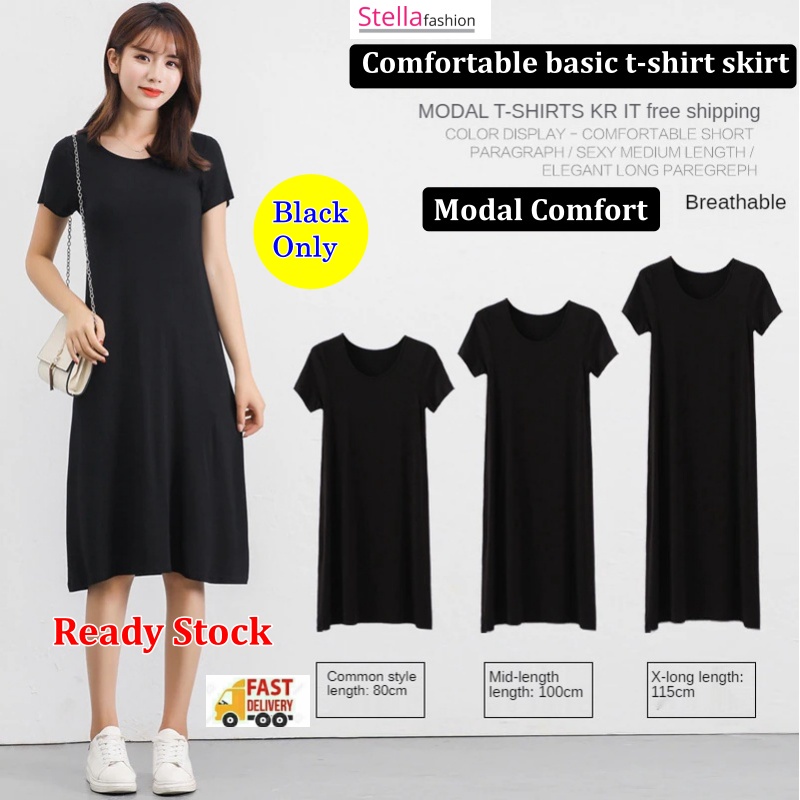Stella Fashion Korean version Summer Modal Plus Size Short Sleeve Skirt Dress Loose Fit  Short-Sleeve Bottoming Skirt