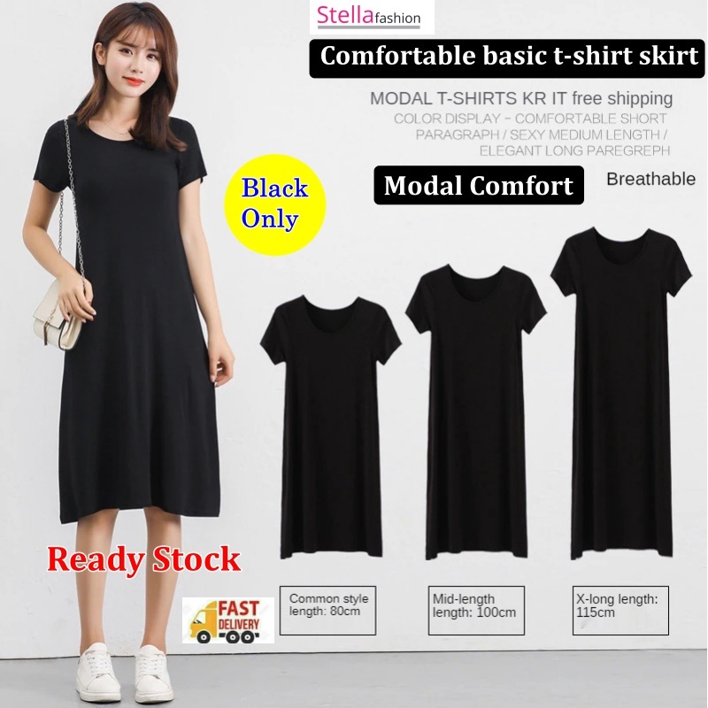 Stella Fashion Korean version Summer Modal Plus Size Short Sleeve Skirt Dress Loose Fit  Short-Sleeve Bottoming Skirt-Stella's Fashion